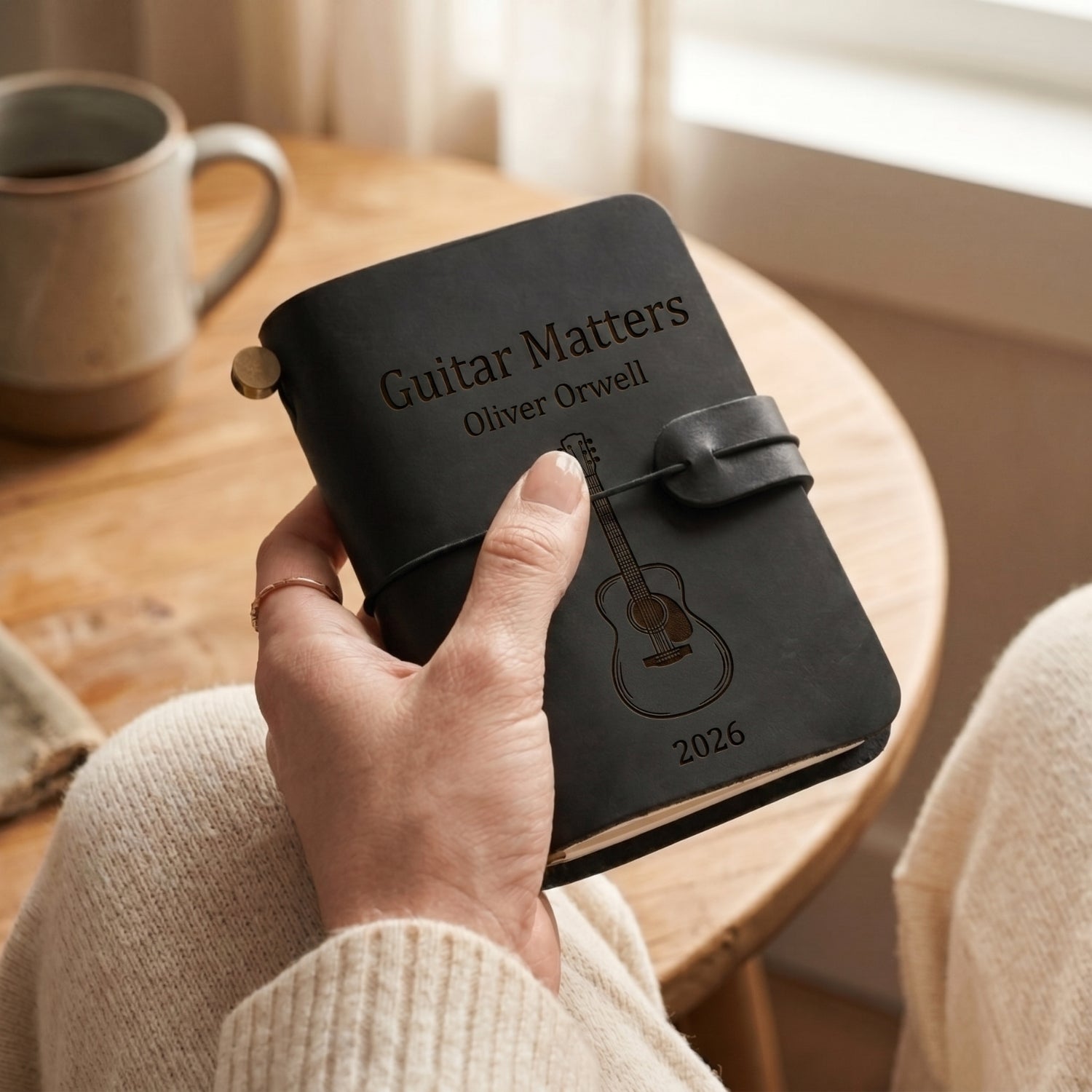 Personalised Leather Pocket Music Journal – Refillable Mini Notebook
