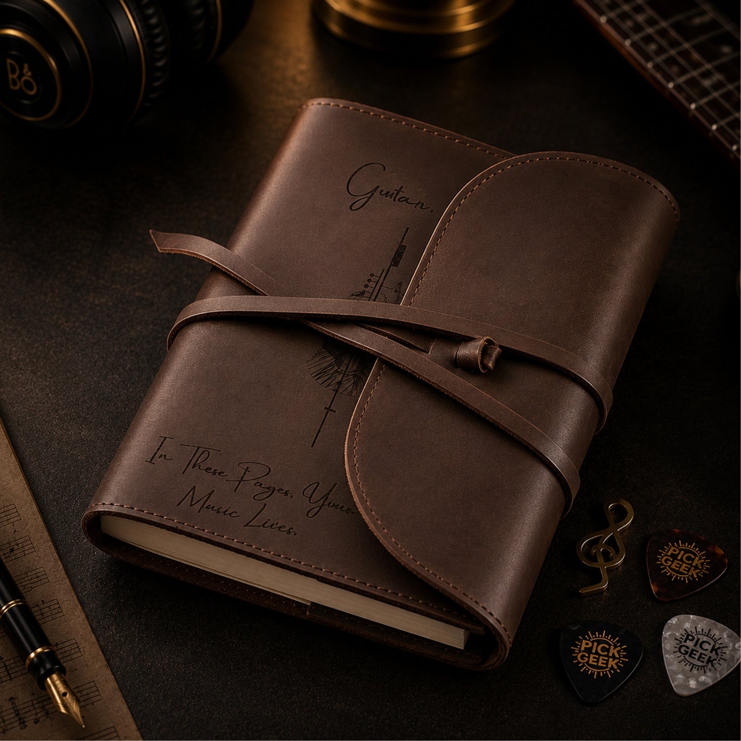 Personalised Leather Music Journal – Custom Engraved Refillable Notebook