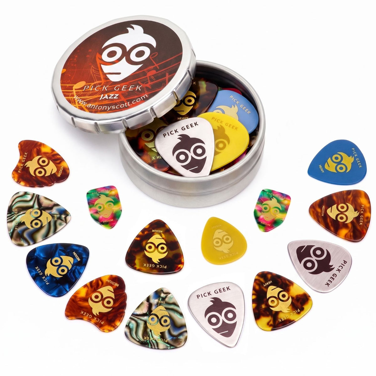 Pick Geek Jazzy Guitar Pick Set - Premium Gift Edition