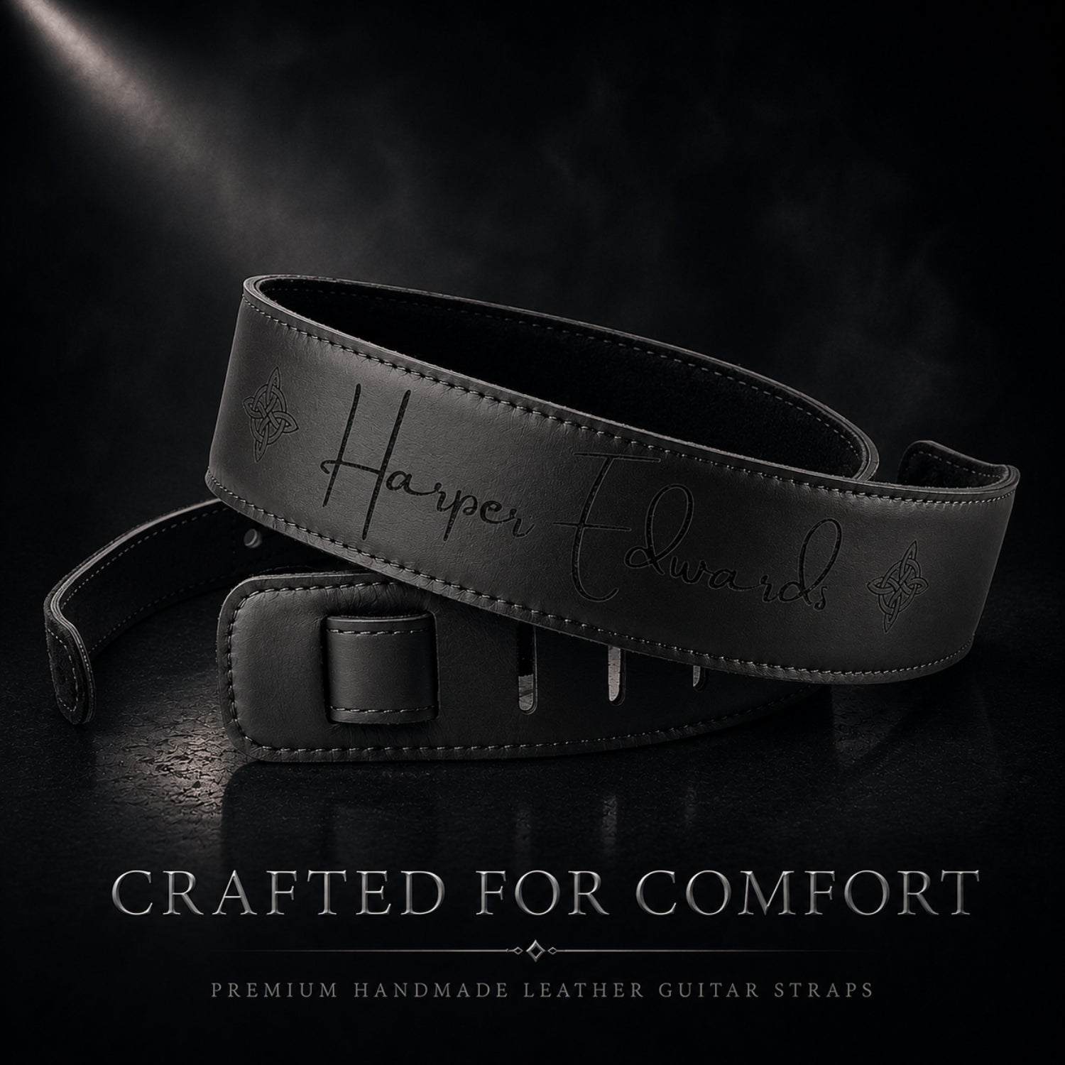 Personalised Dat Strap Leather Guitar Strap