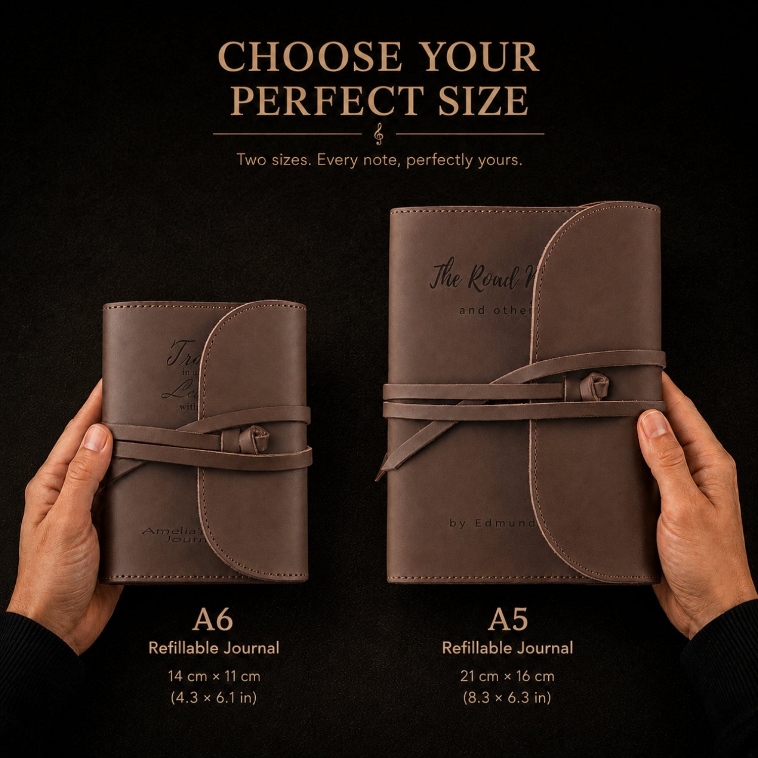 Personalised Leather Music Journal – Custom Engraved Refillable Notebook