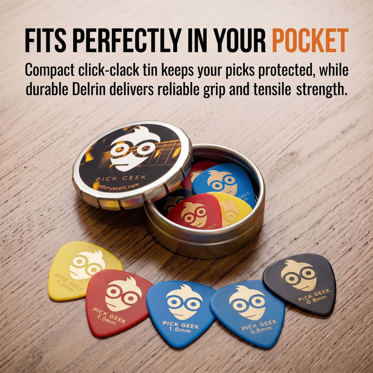Pick Geek Funky Delrin Guitar Pick Set - Premium Gift Edition