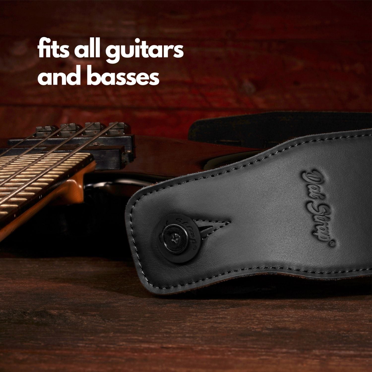Dat Strap Leather Guitar Strap - Black