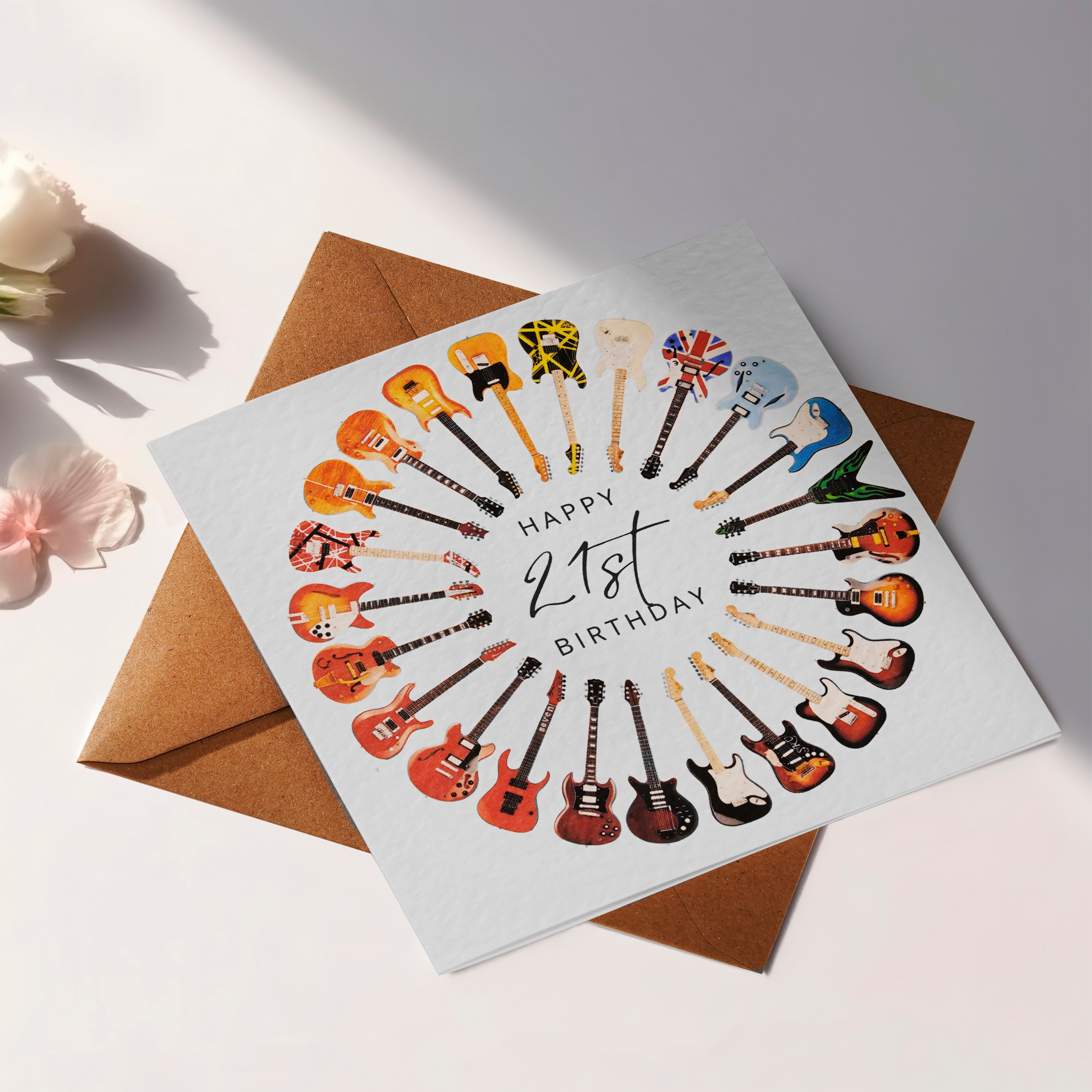 Personalised Guitar Circle Birthday Card