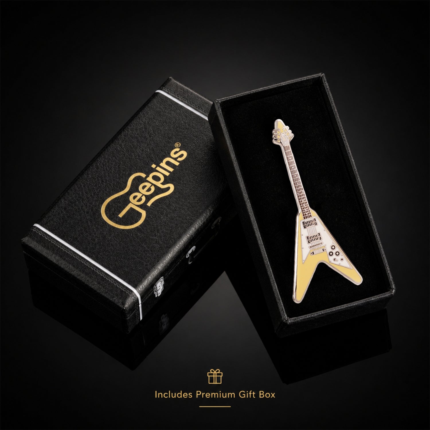 Flying V Style Guitar Enamel Pin Badge