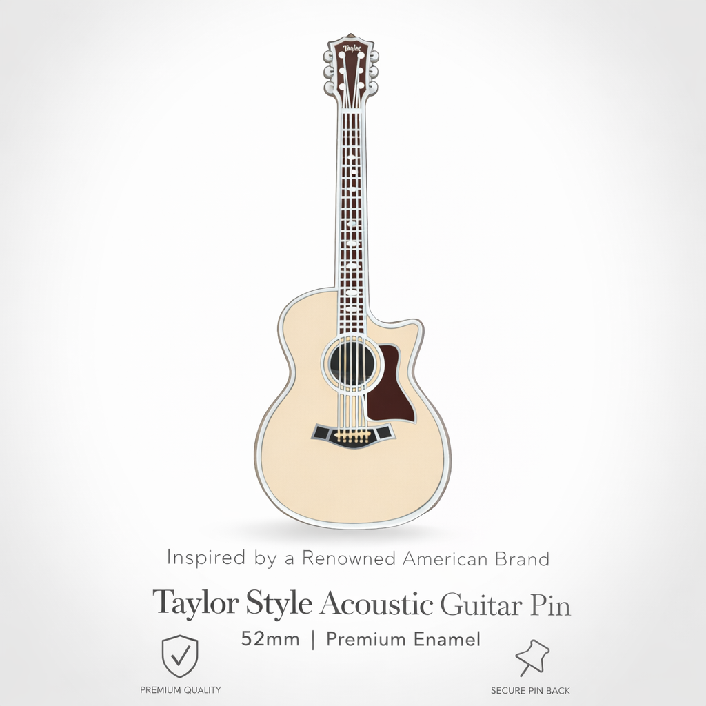 Taylor Style Acoustic Guitar Enamel Pin Badge