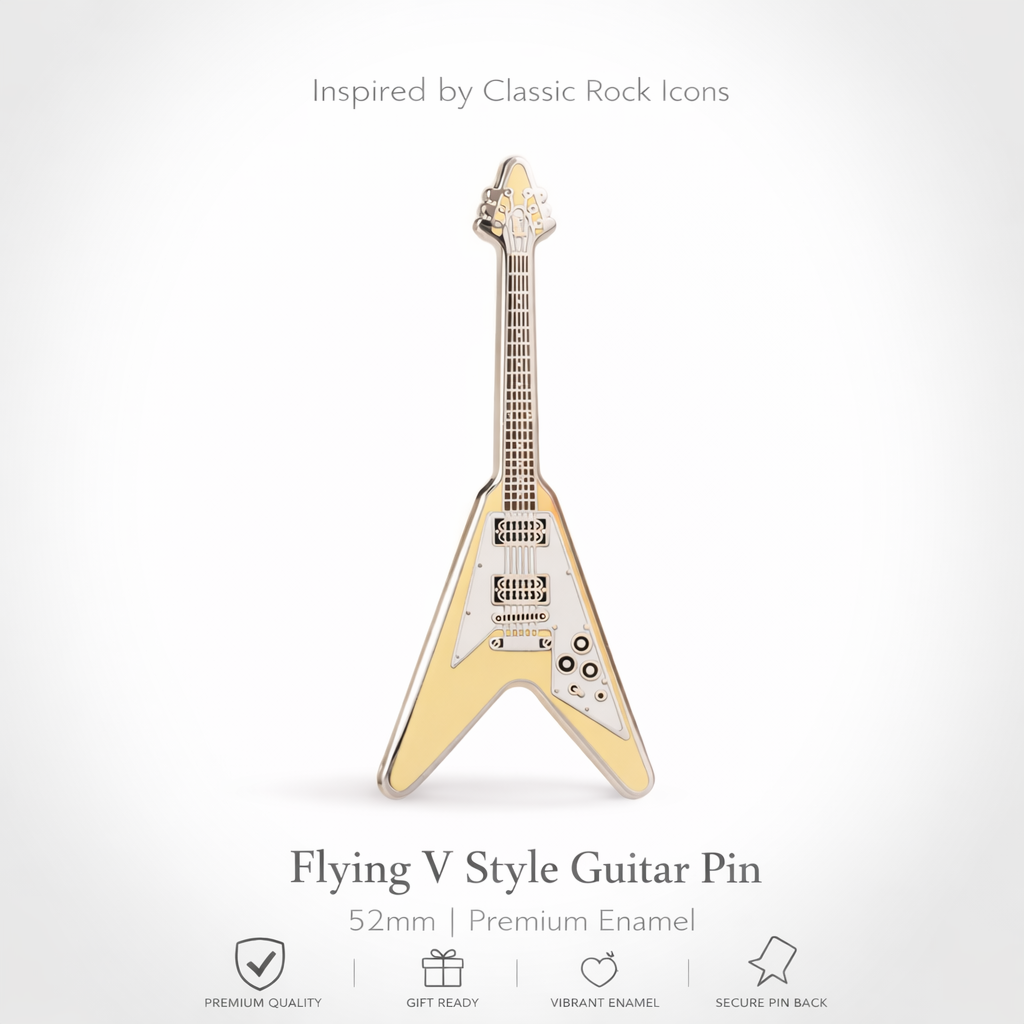 Flying V Style Guitar Enamel Pin Badge