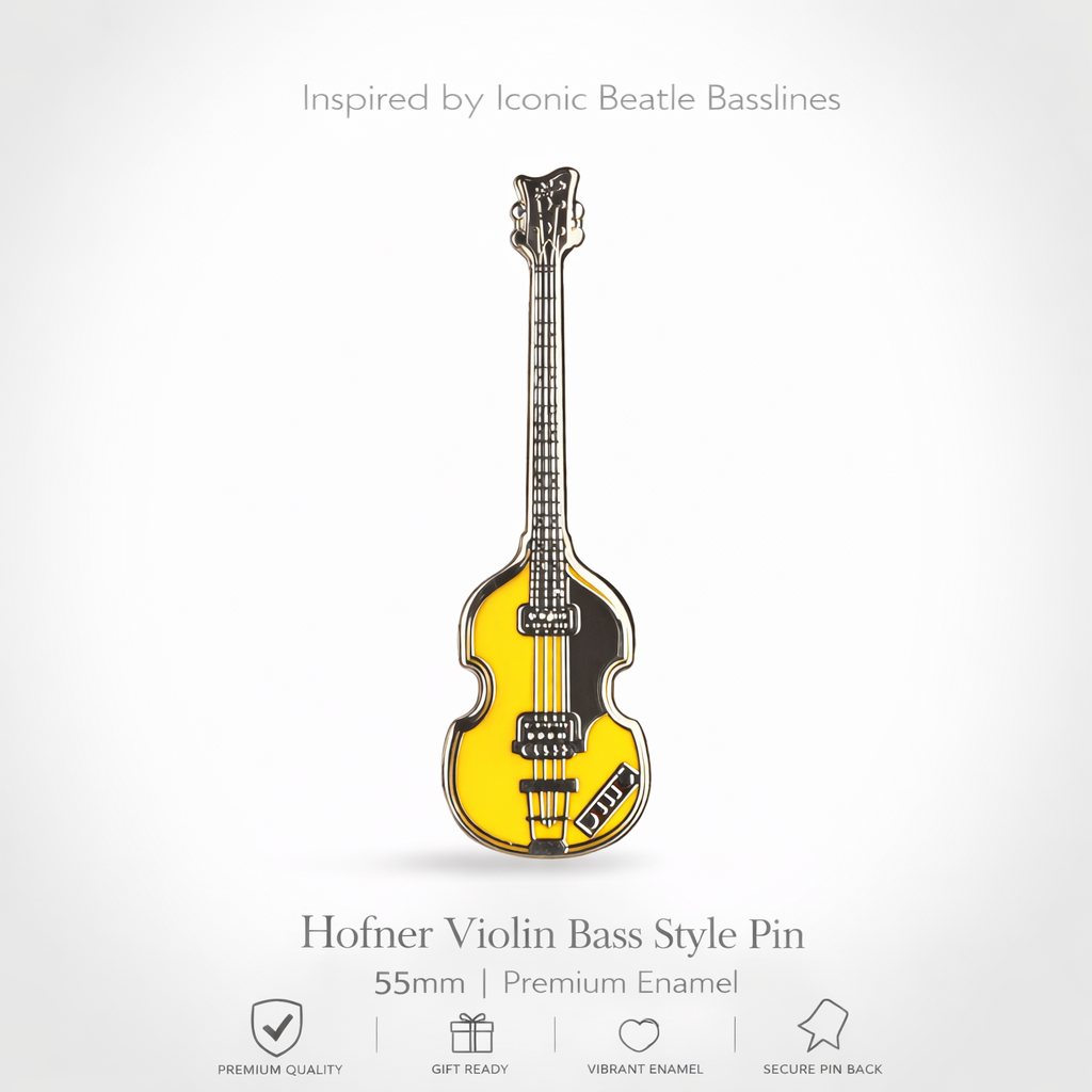 Hofner Style Violin Bass Enamel Pin Badge