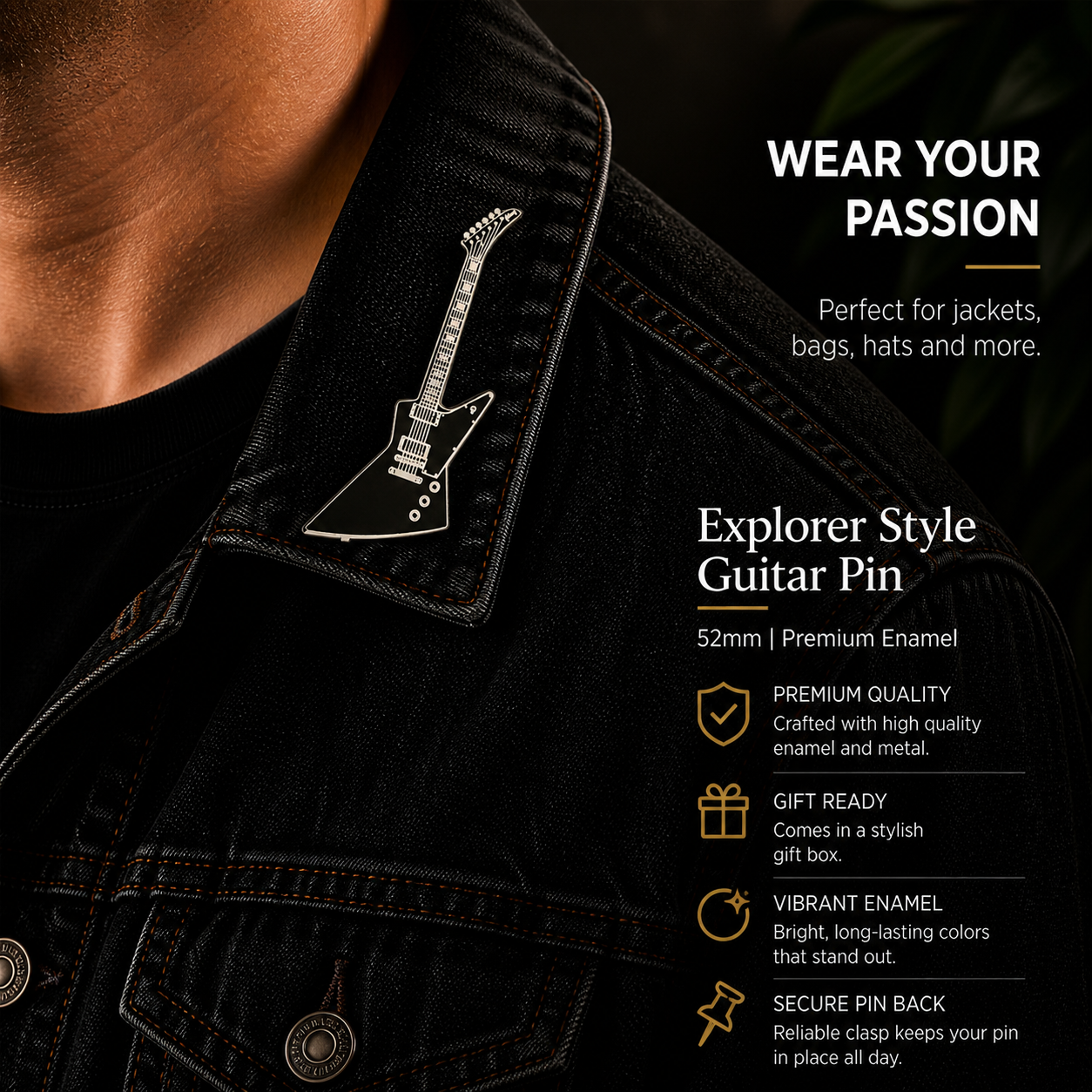 Explorer Style Guitar Enamel Pin Badge