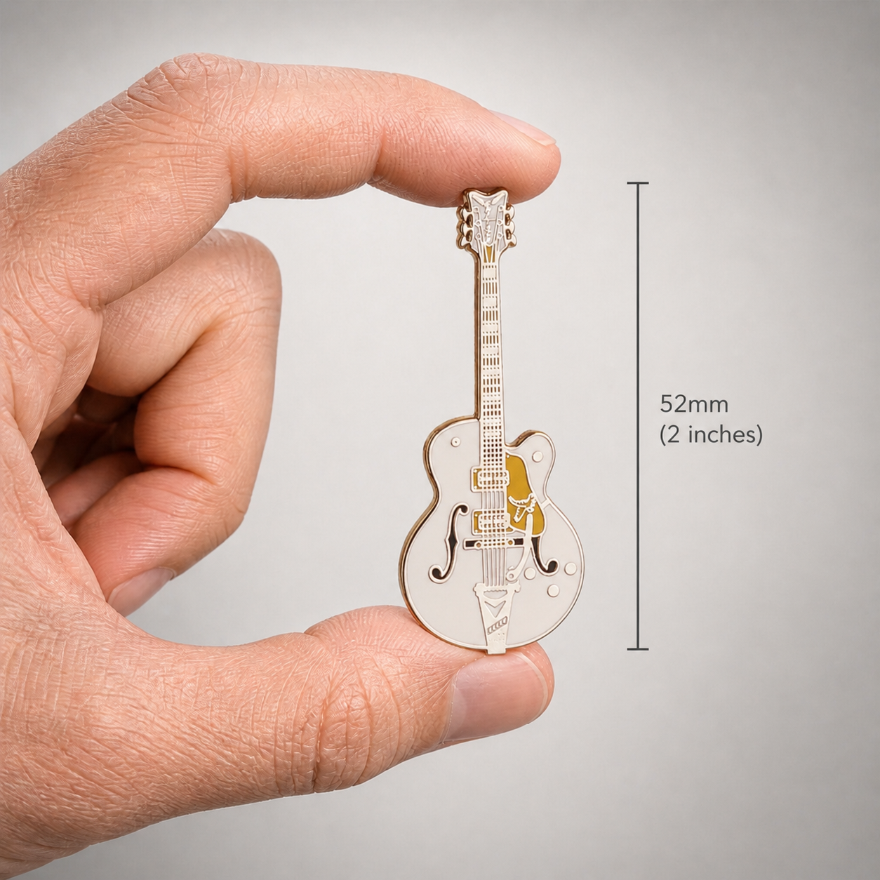 White Falcon Style Guitar Enamel Pin Badge