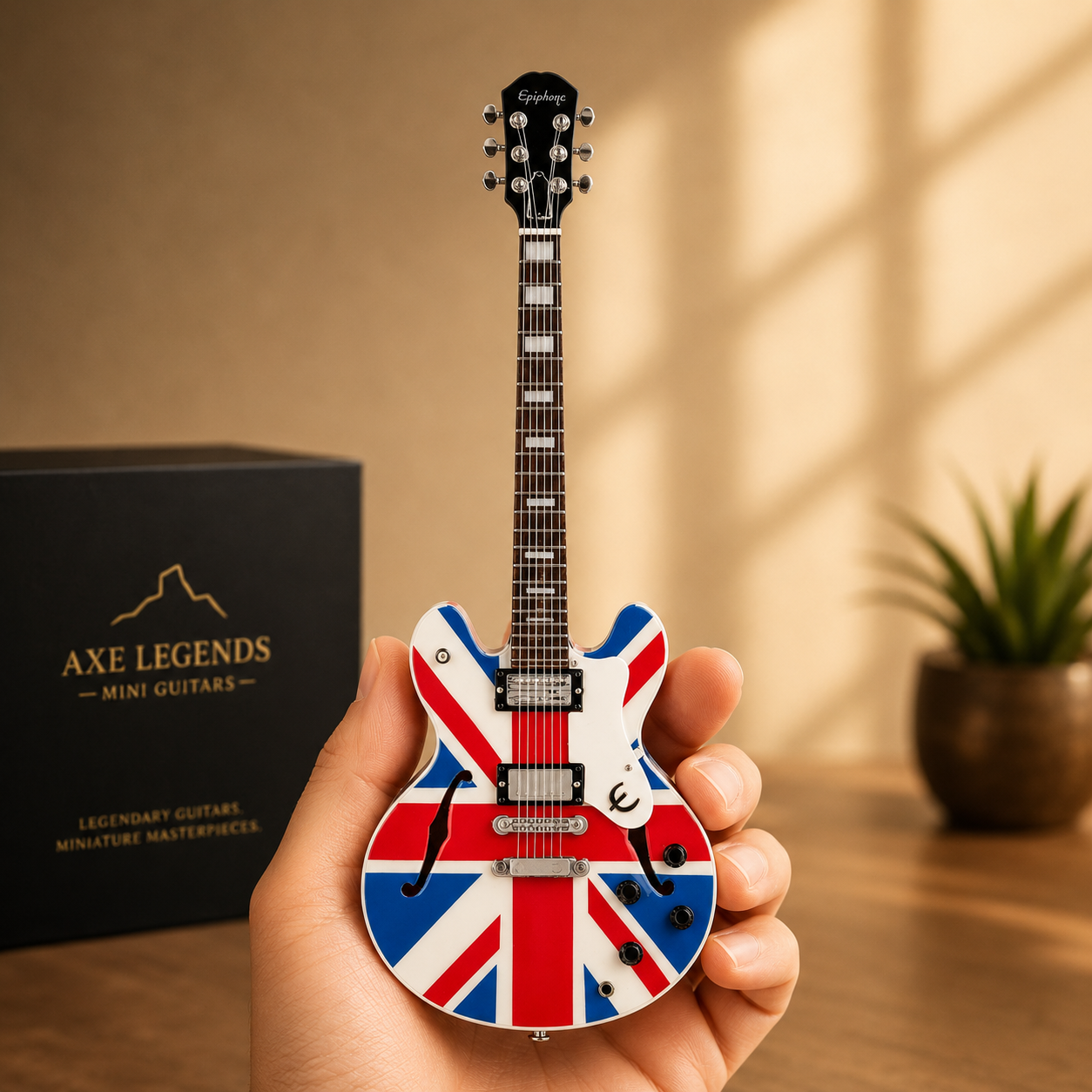 Axe Legends Mini Guitar - Union Jack 335 Style Collector Model