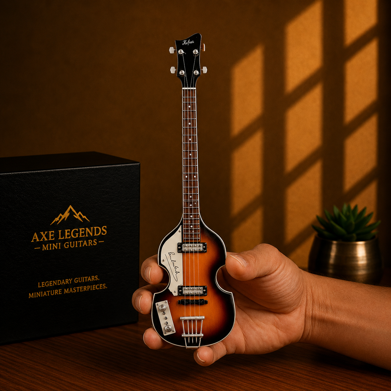 Axe Legends Mini Bass Guitar - Hofner Violin Bass Style Collector Model