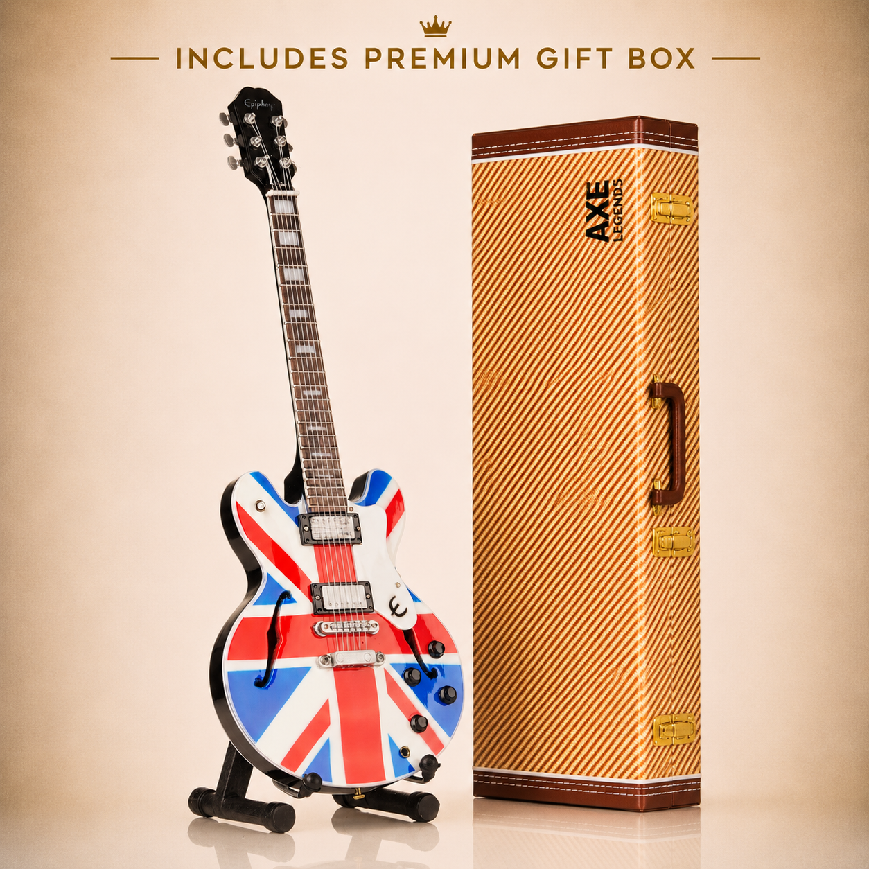Axe Legends Mini Guitar - Union Jack 335 Style Collector Model