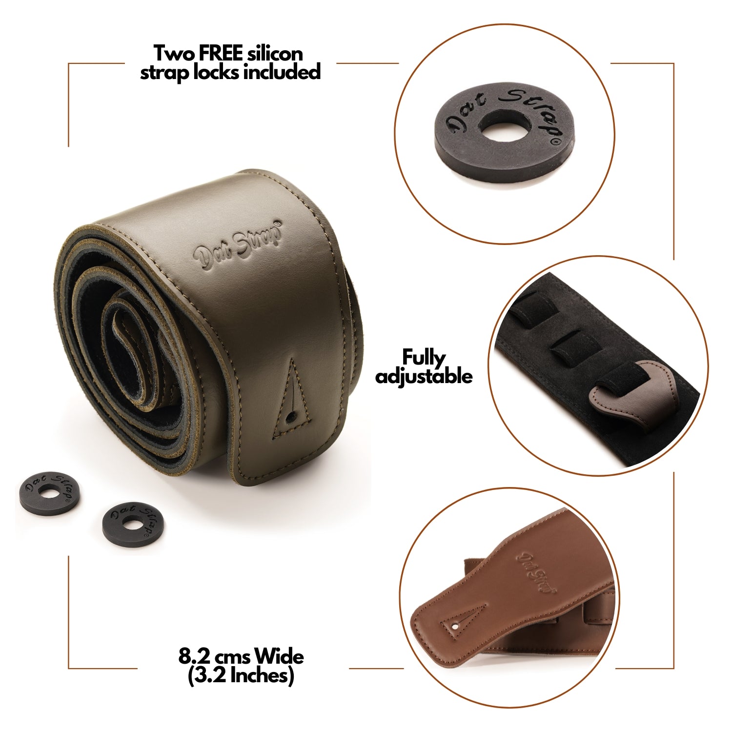 Dat Strap Wide Leather Guitar Strap