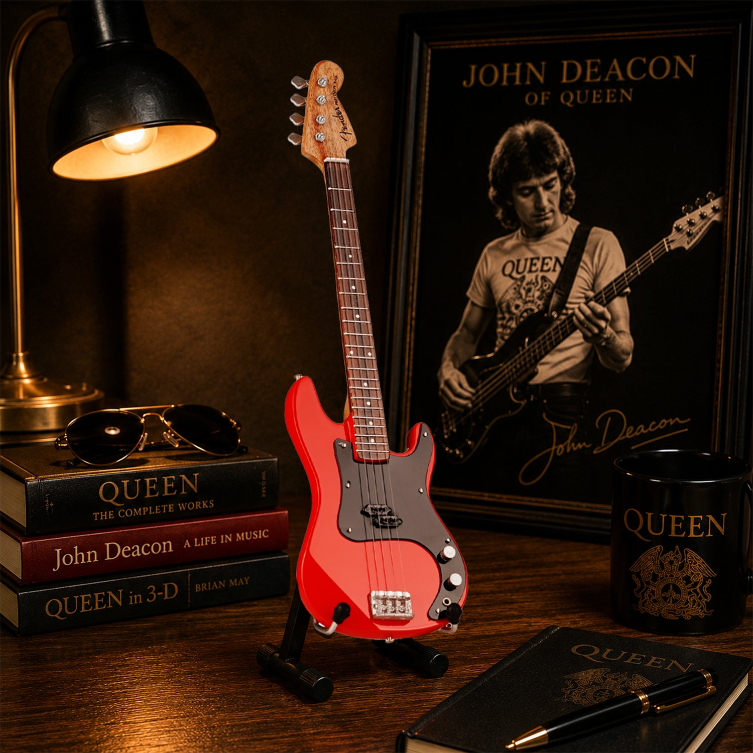 Axe Legends Mini Bass Guitar - John Deacon Precision Style Collector Model