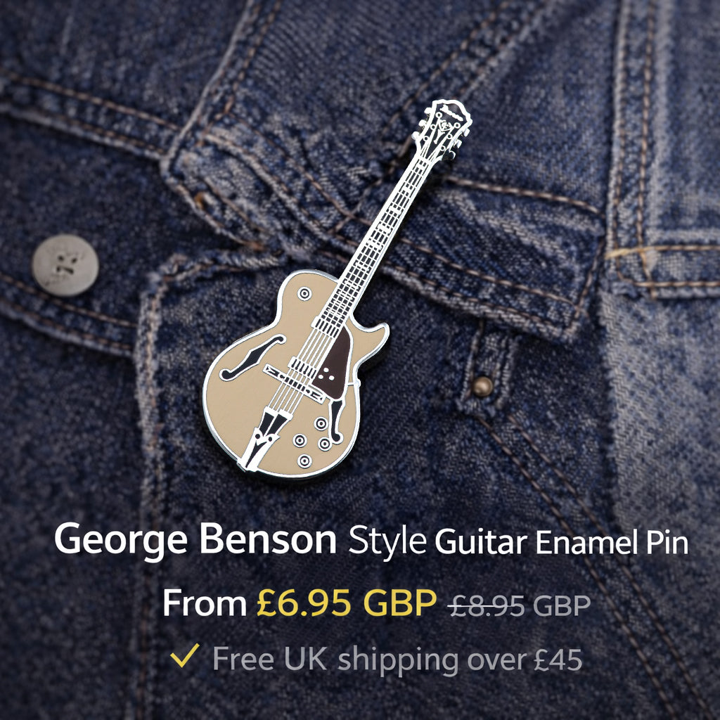George Benson Style Guitar Enamel Pin Badge