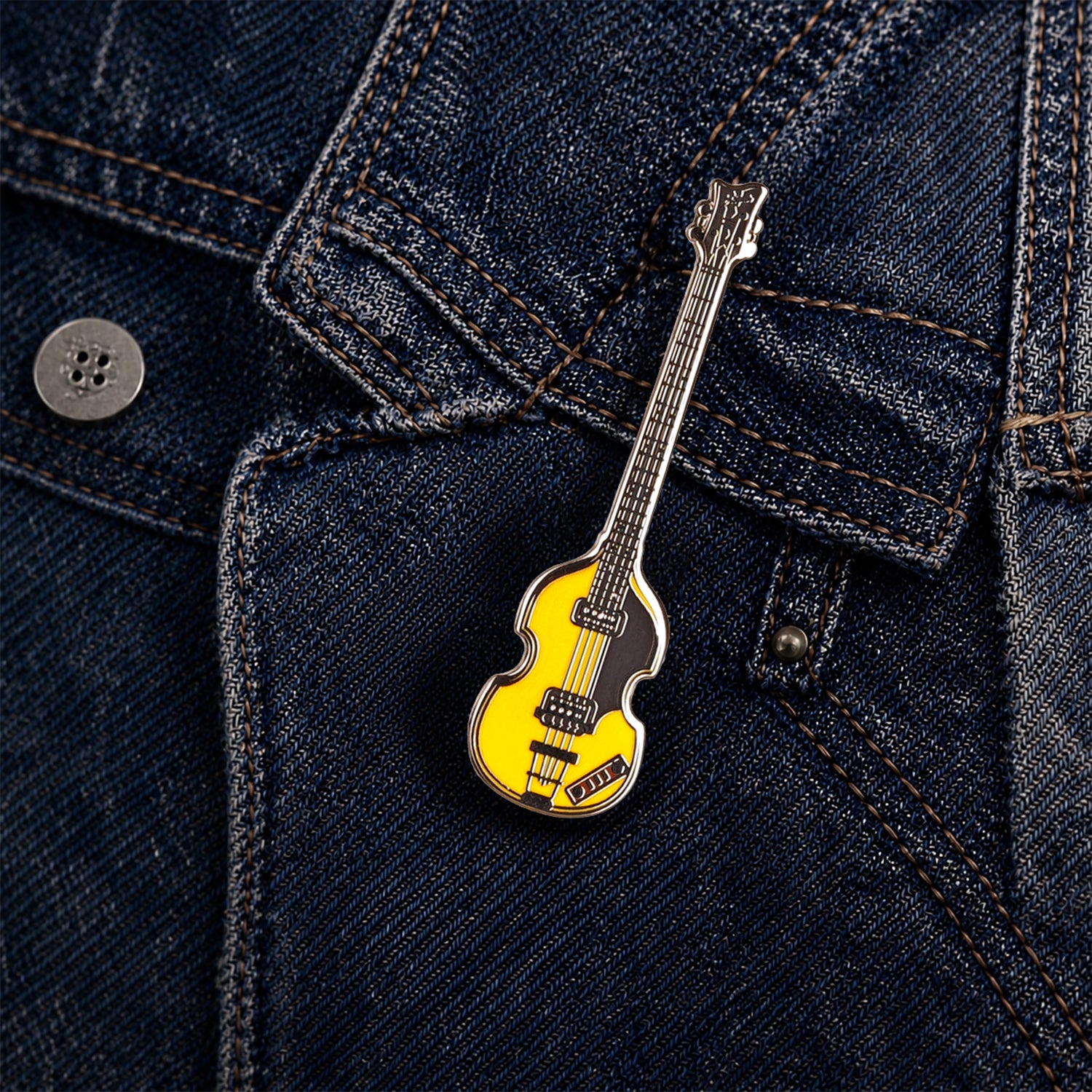 Hofner Style Violin Bass Enamel Pin Badge