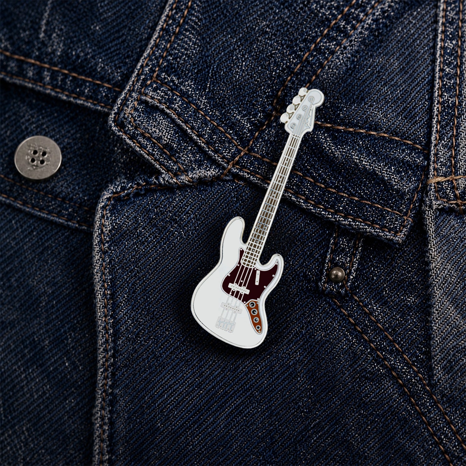Jazz-Style Bass Guitar Enamel Pin Badge