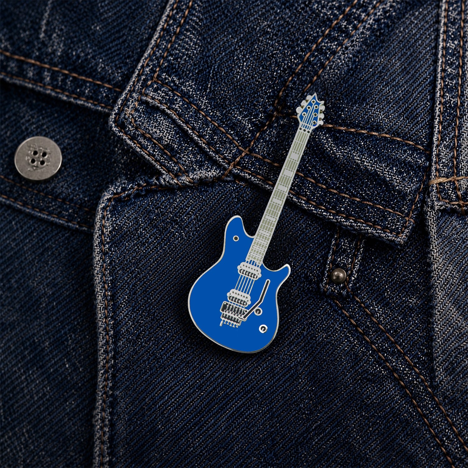 EVH Style Electric Guitar Enamel Pin Badge
