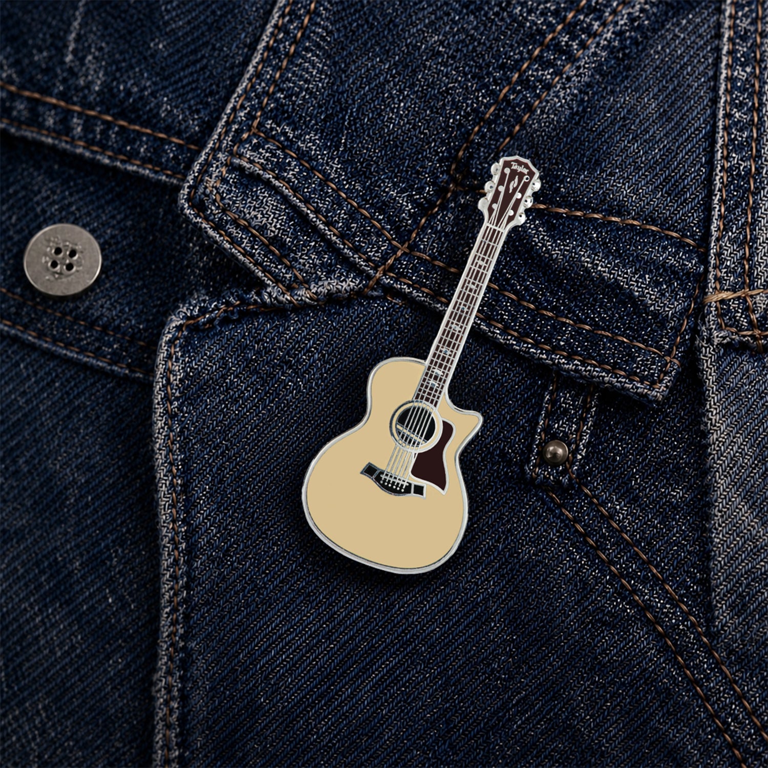 Taylor Style Acoustic Guitar Enamel Pin Badge