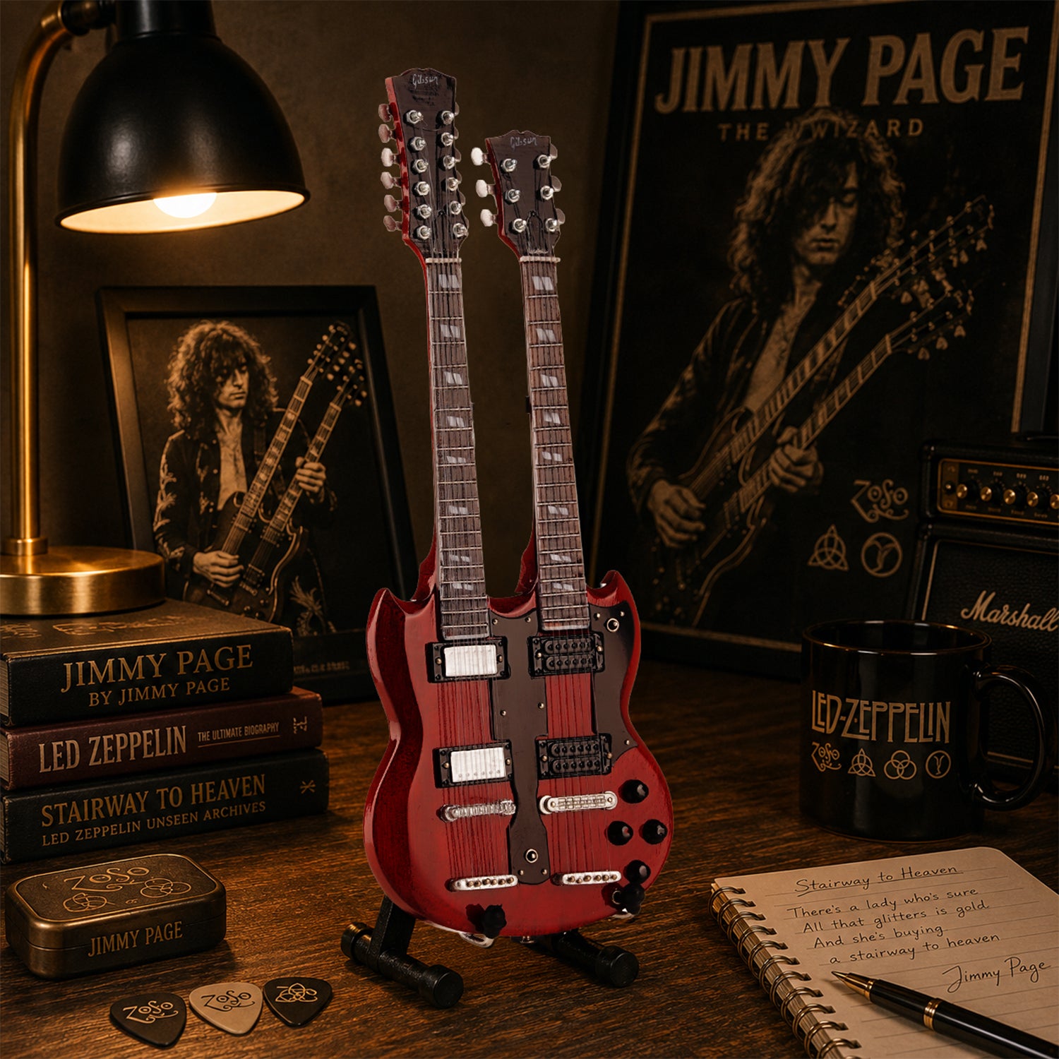 Axe Legends Mini Guitar - Jimmy Page Twin Neck Style Collector Model