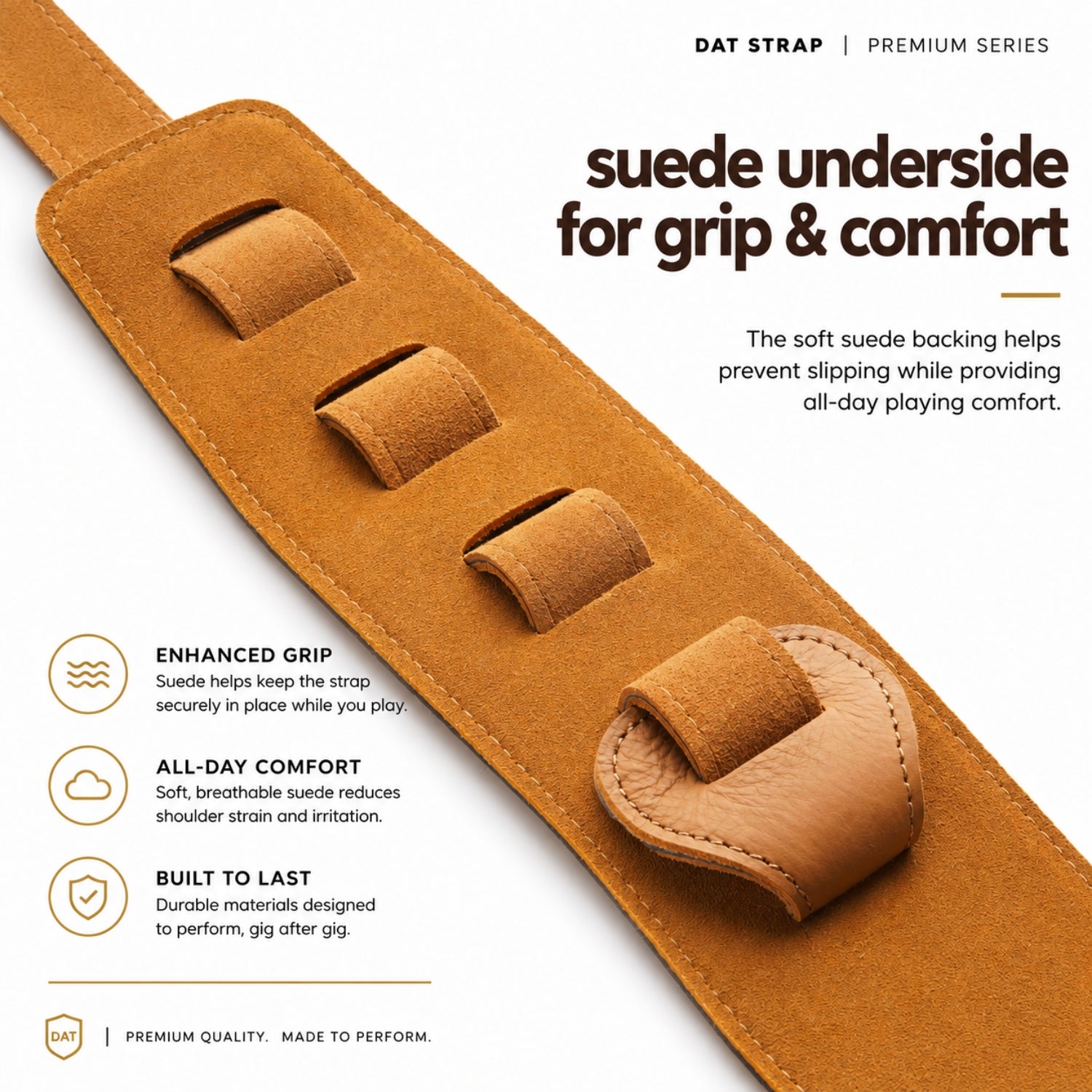 Personalised Dat Strap Wide Padded Leather Guitar Strap