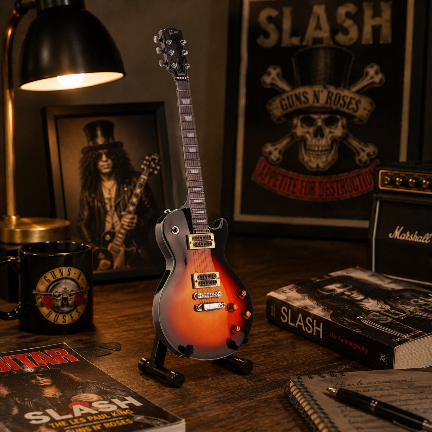 Axe Legends Mini Guitar - Sunburst LP Slash Style Collector Model