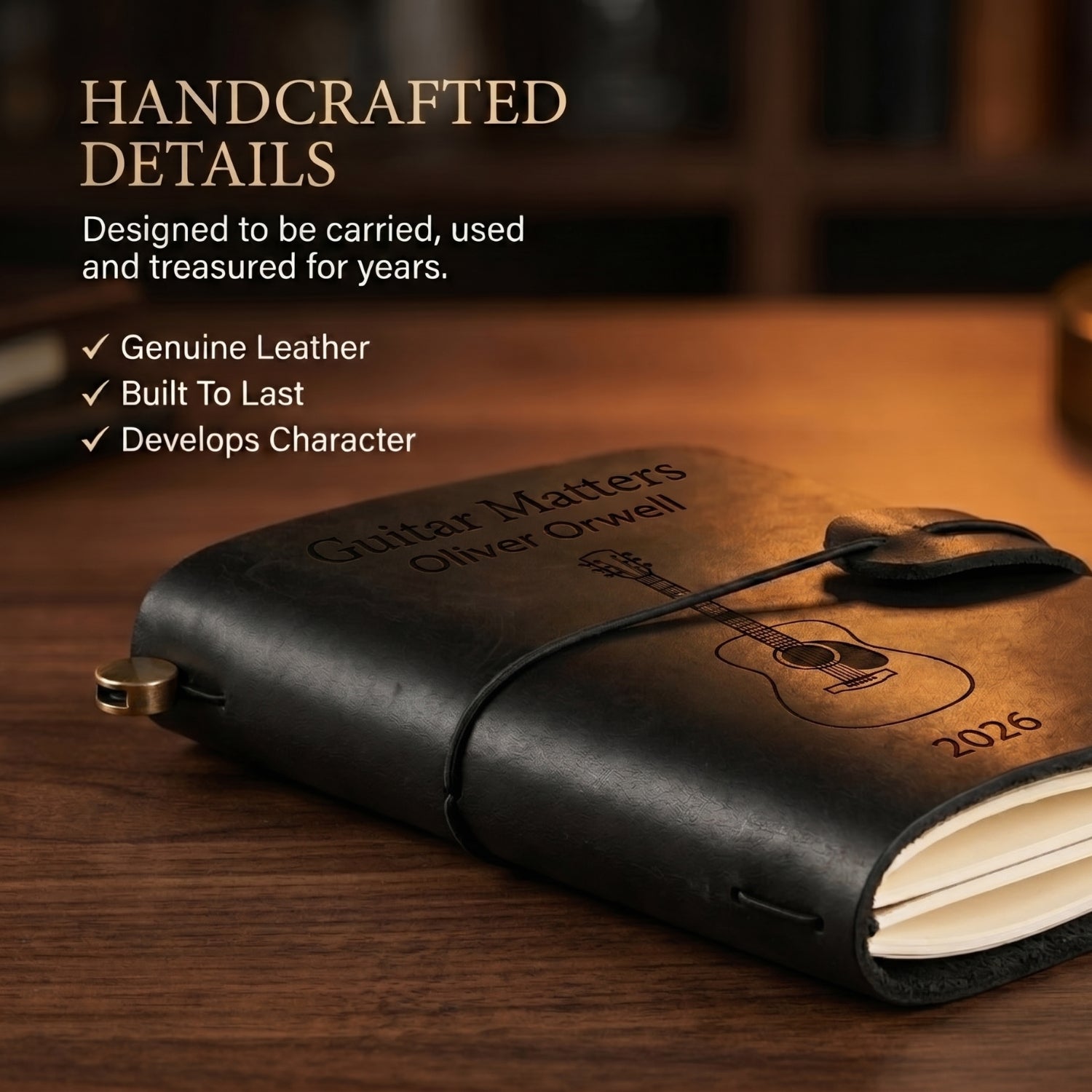 Personalised Leather Pocket Music Journal – Refillable Mini Notebook