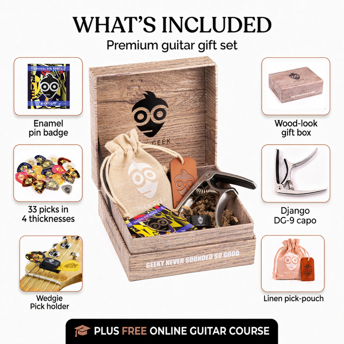 Pick Geek Capo Bundle Set - Guitar Accessories Gift Set