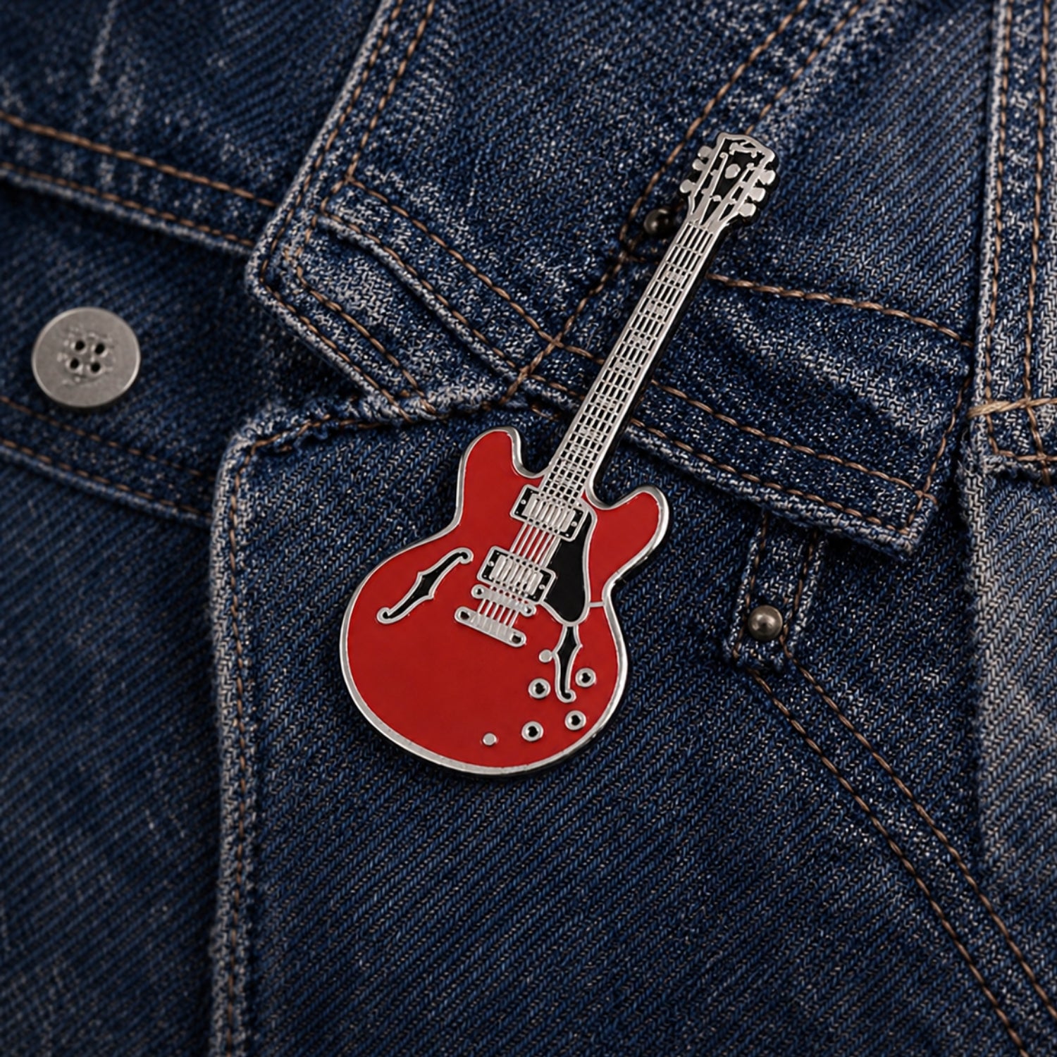 ES-335 Style Guitar Enamel Pin Badge