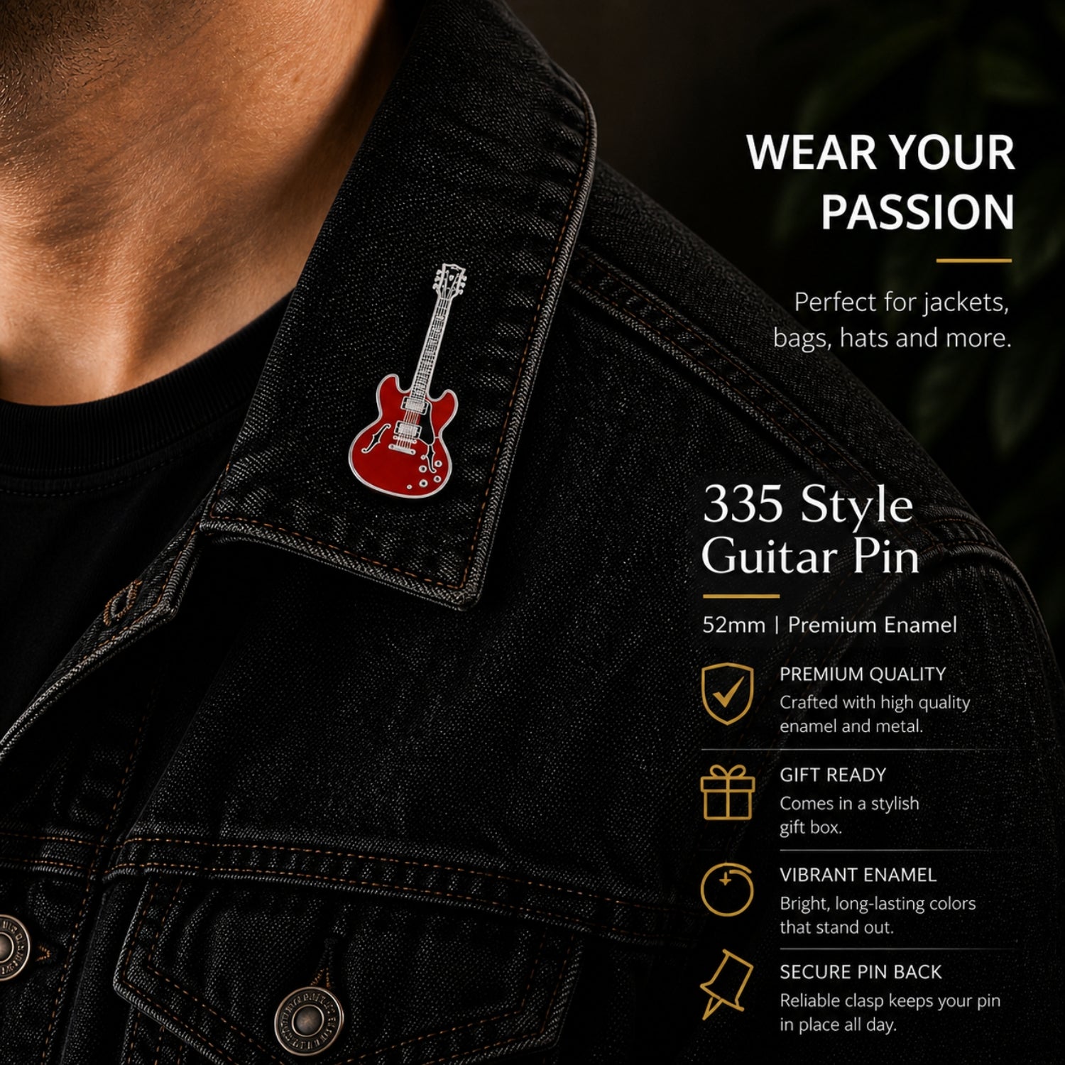 ES-335 Style Guitar Enamel Pin Badge