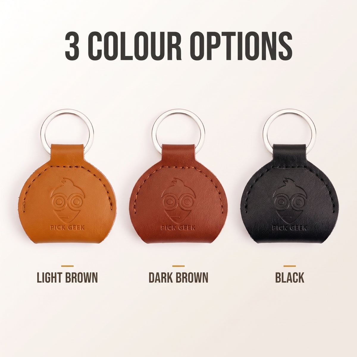 Pick Geek Leather Guitar Pick Holder Keyring - Premium Plectrum Case