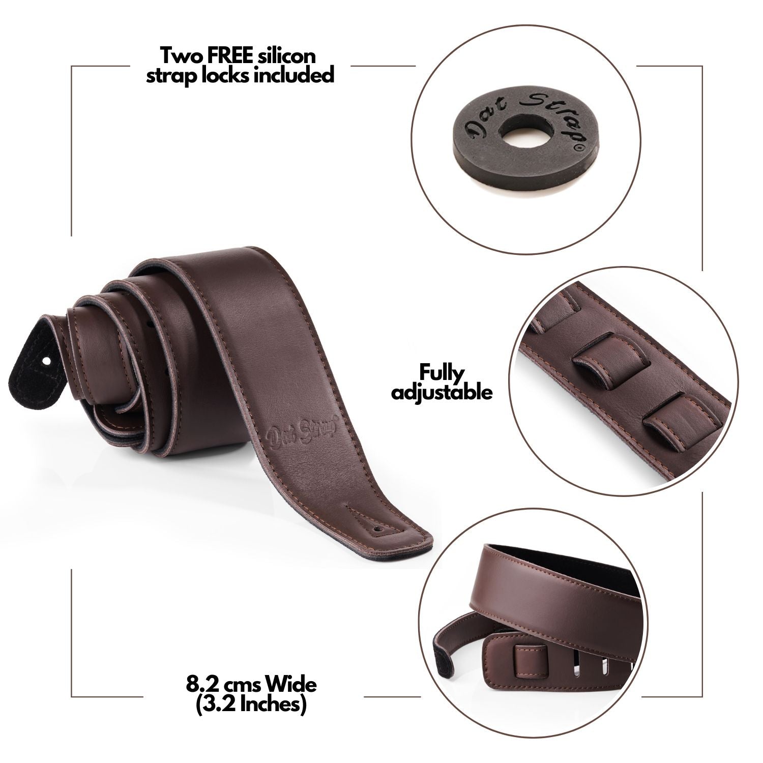 Dat Strap Leather Guitar Strap - Dark Brown