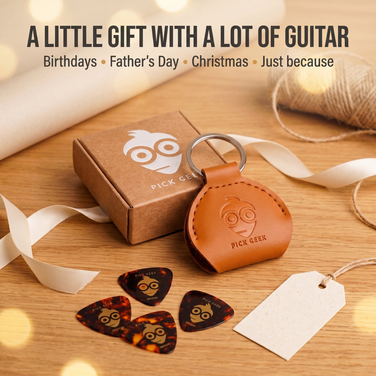 Pick Geek Leather Guitar Pick Holder Keyring - Premium Plectrum Case