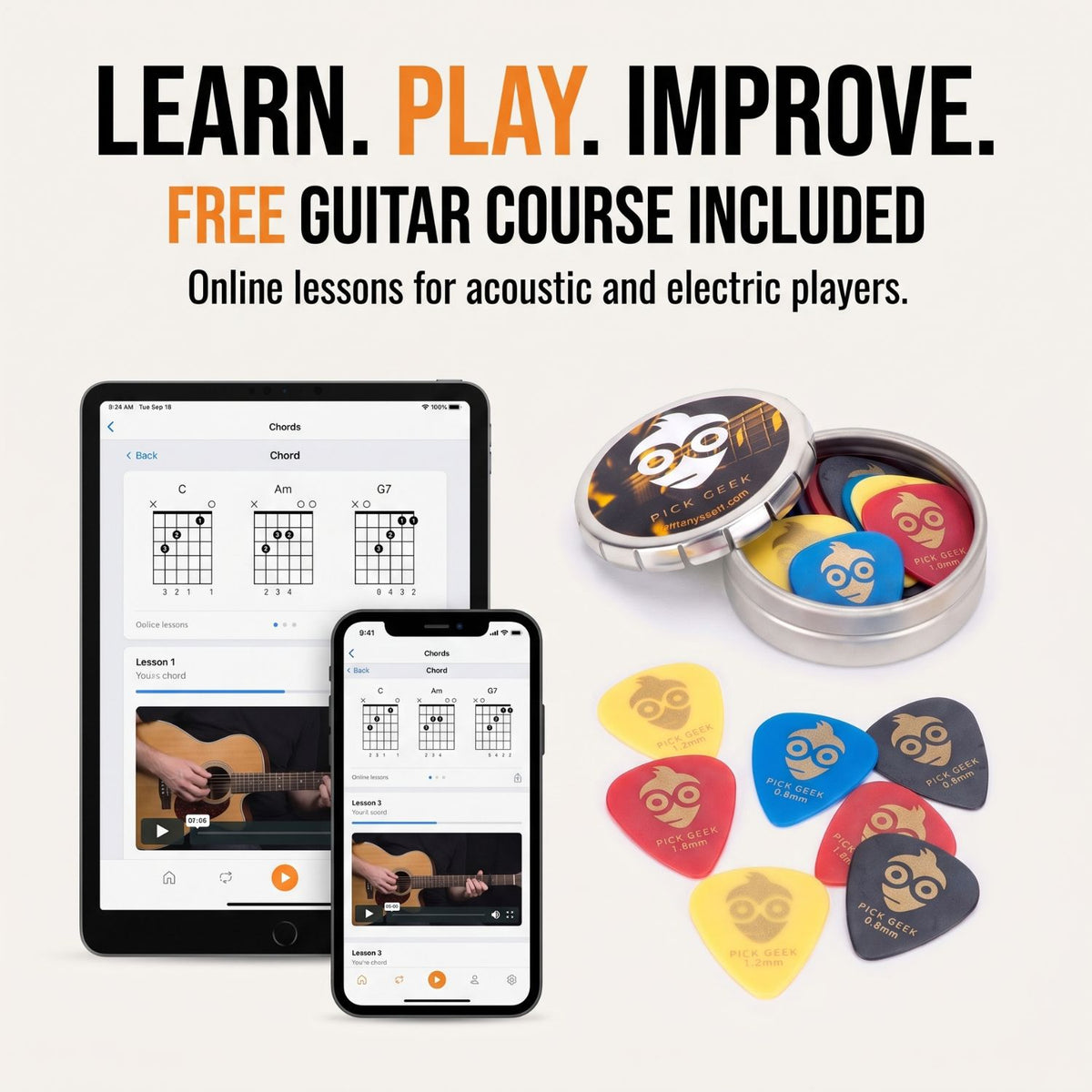 Pick Geek Funky Delrin Guitar Pick Set - Premium Gift Edition