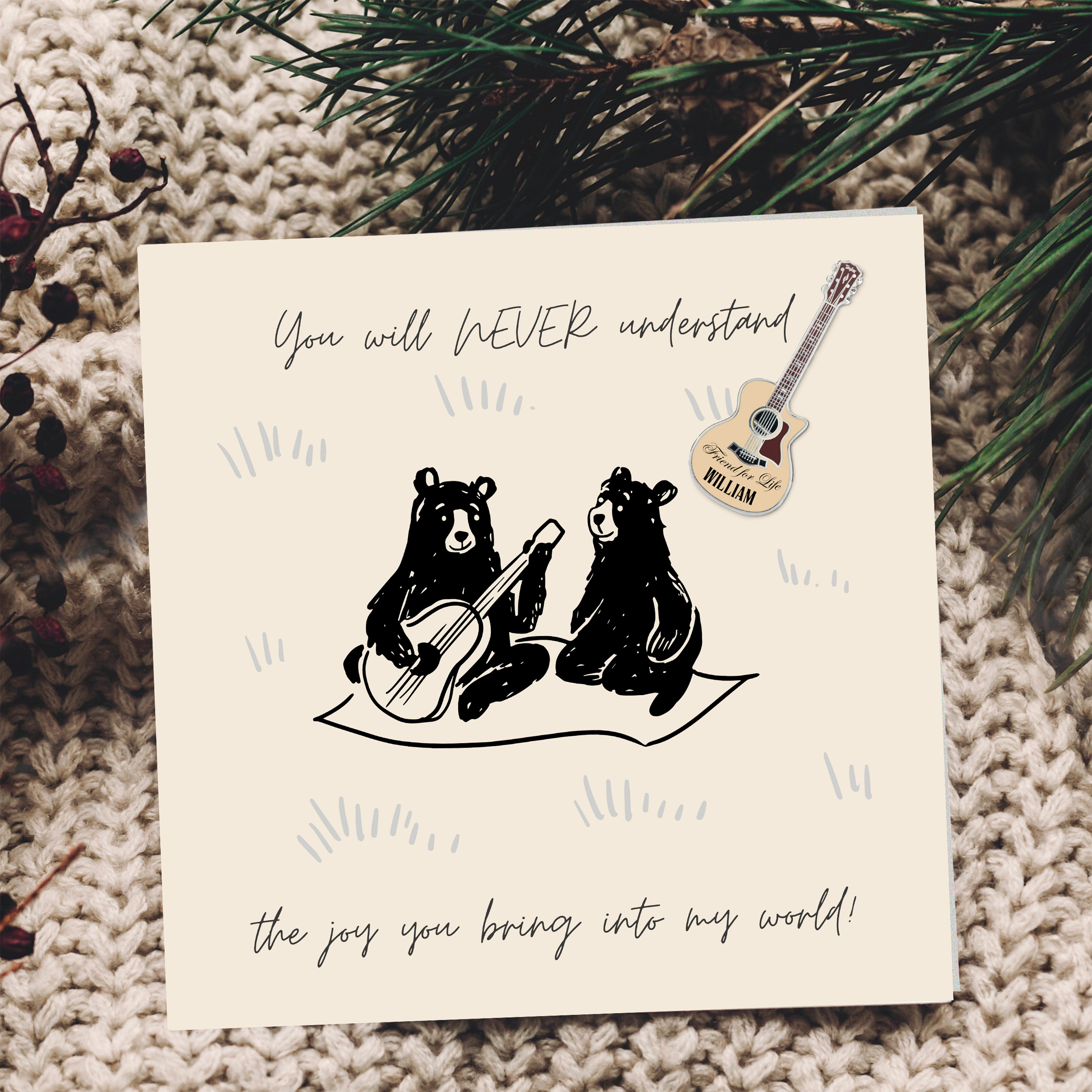 Personalised Bear Friendship Thank You Card
