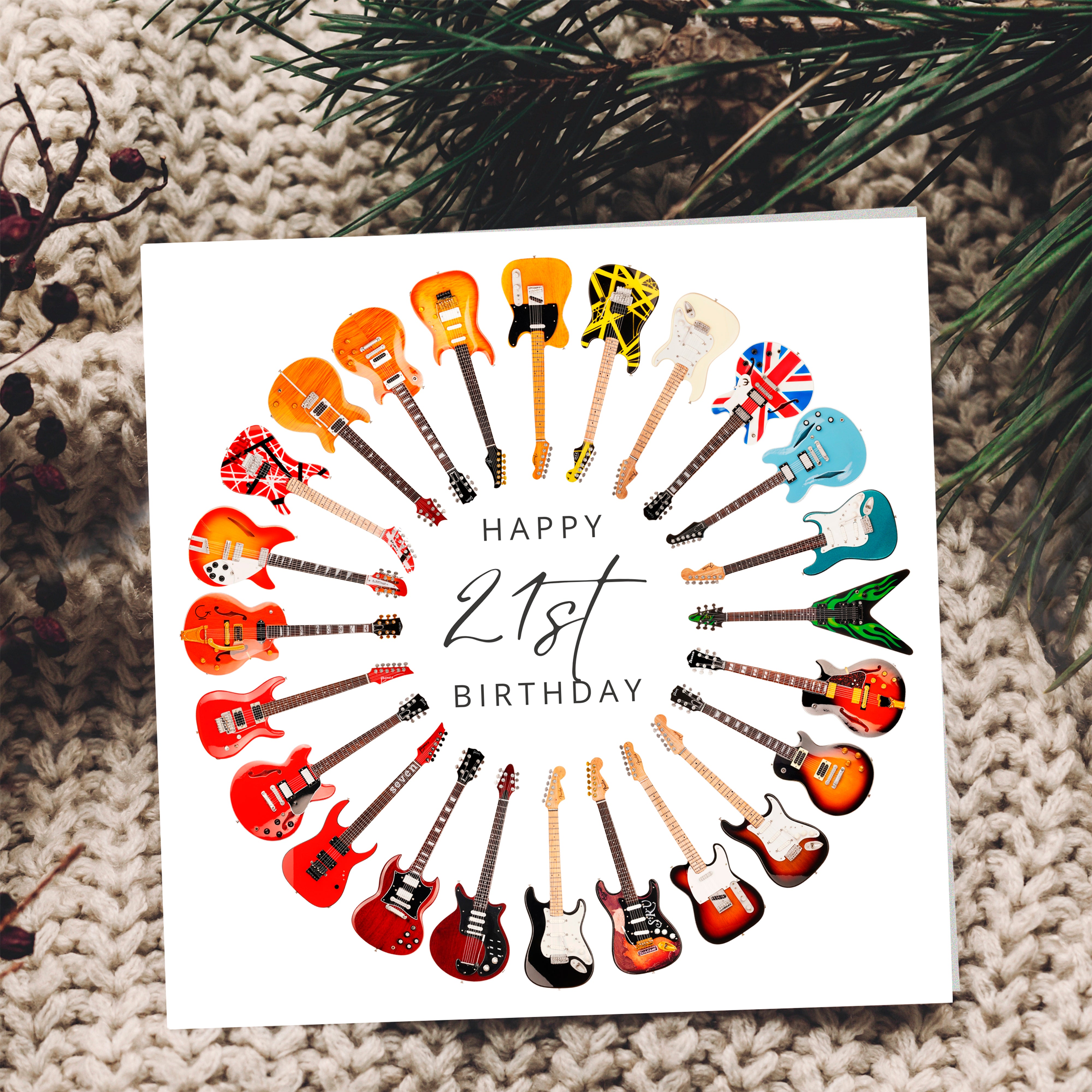 Personalised Guitar Circle Birthday Card