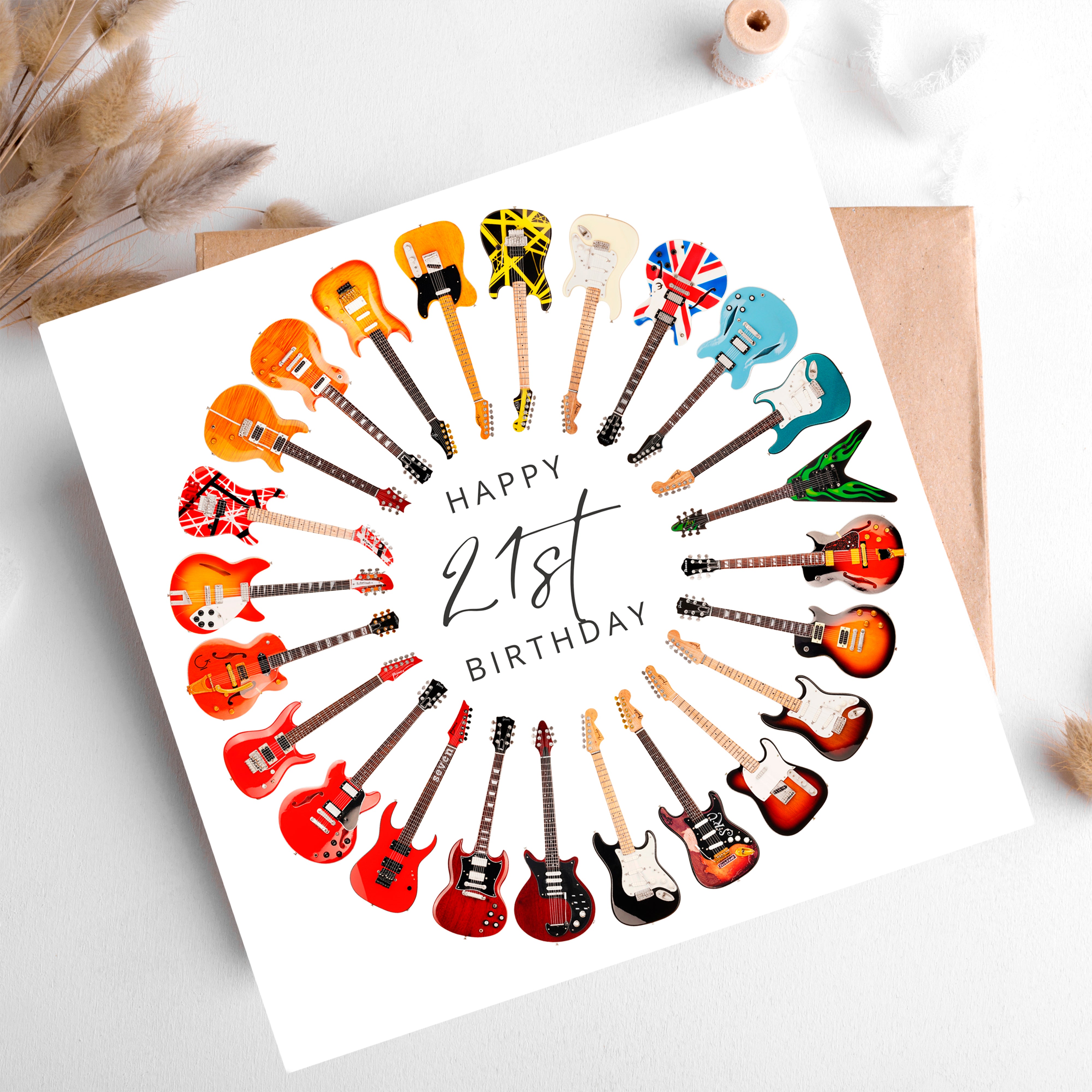 Personalised Guitar Circle Birthday Card