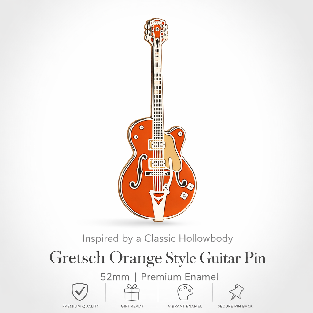 Gretsch Orange Style Guitar Enamel Pin Badge