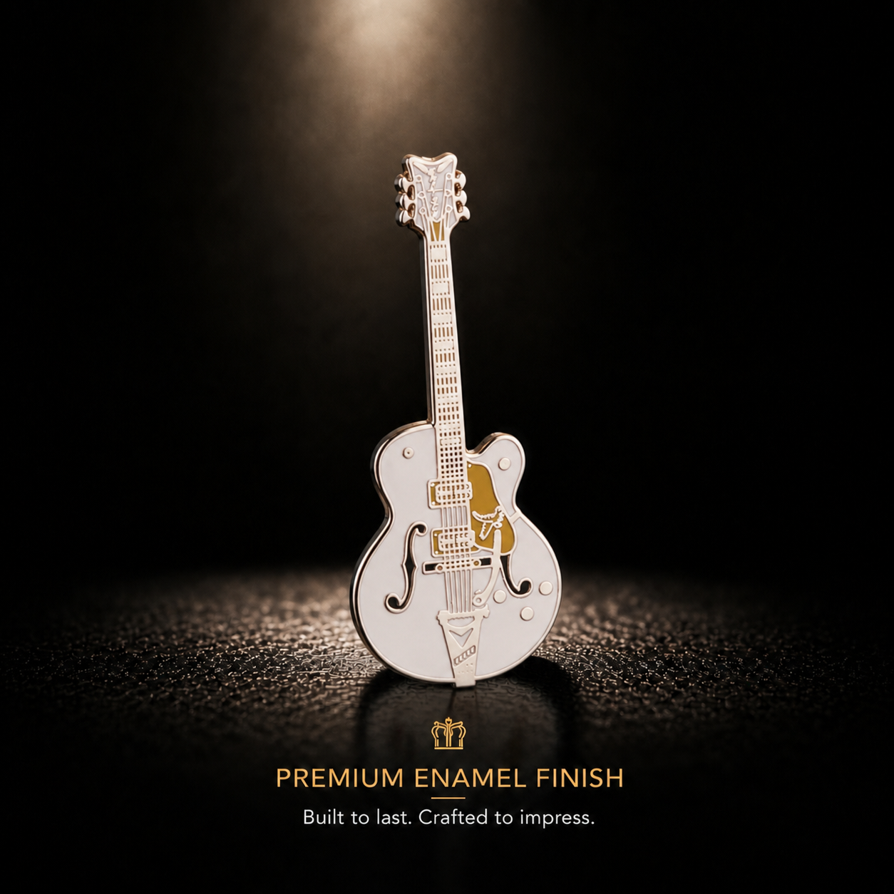White Falcon Style Guitar Enamel Pin Badge