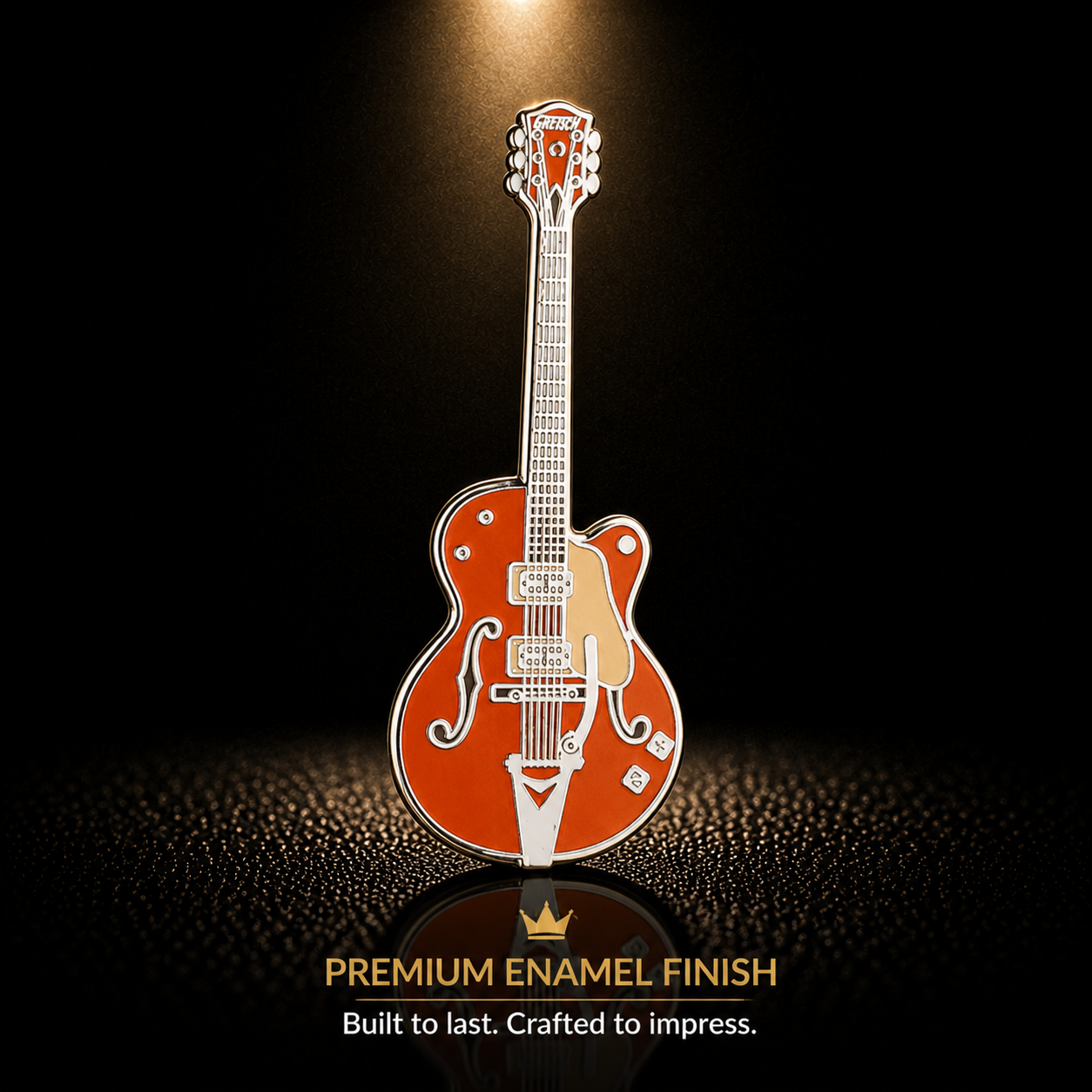 Gretsch Orange Style Guitar Enamel Pin Badge
