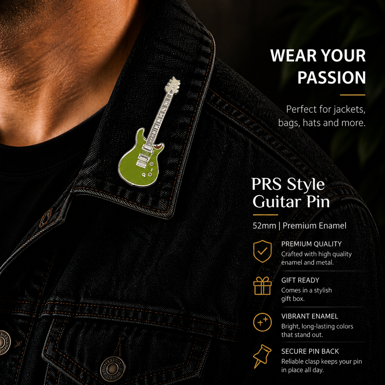 PRS Style Guitar Enamel Pin Badge