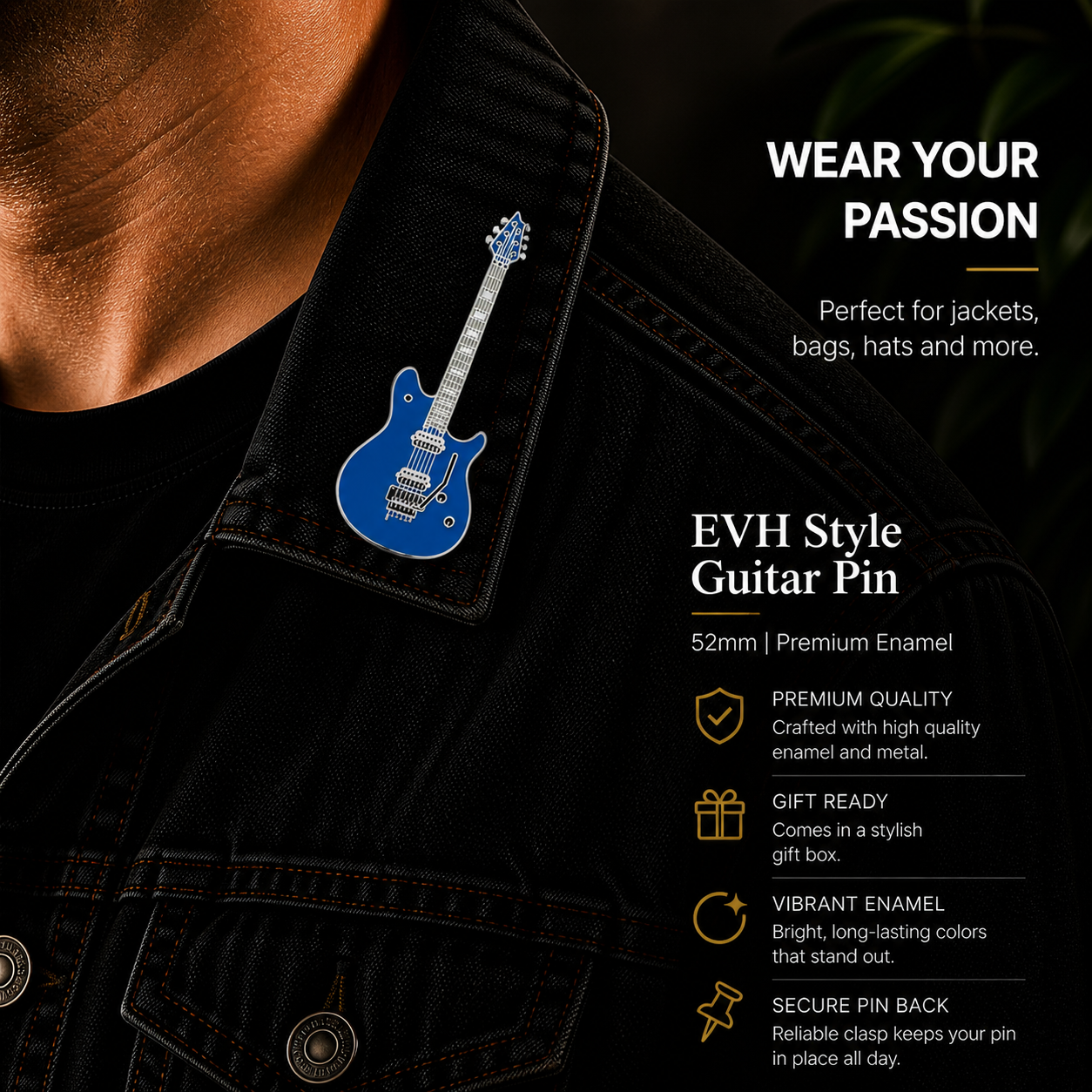 EVH Style Electric Guitar Enamel Pin Badge