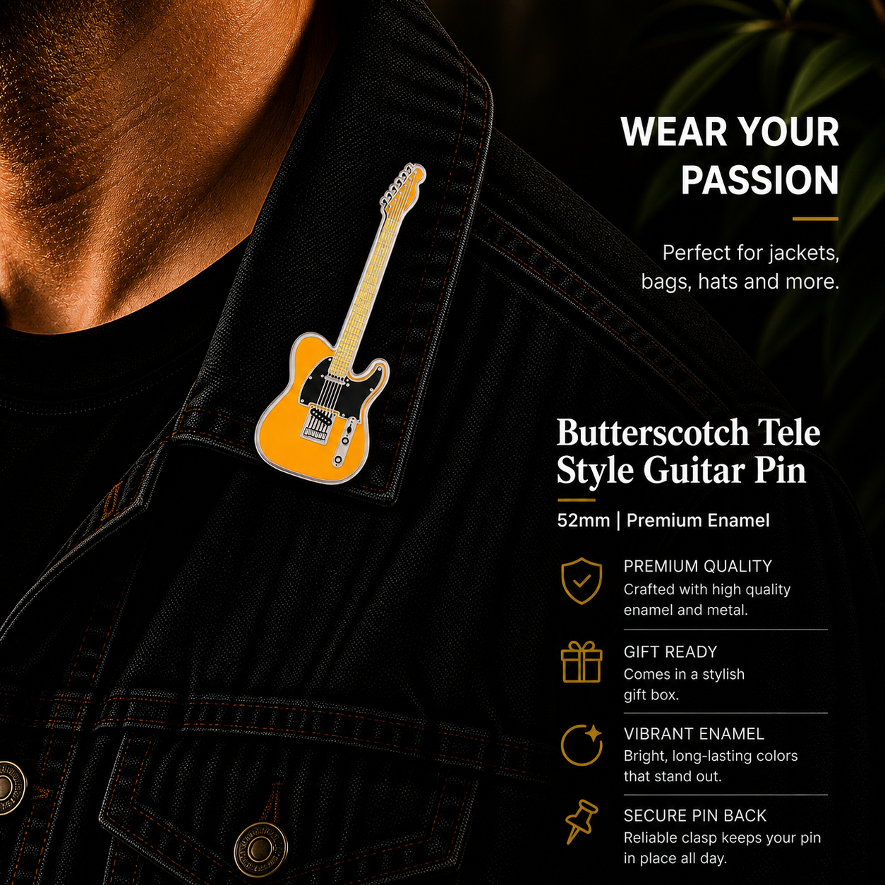 Keith Richards Tele-Style Guitar Enamel Pin Badge