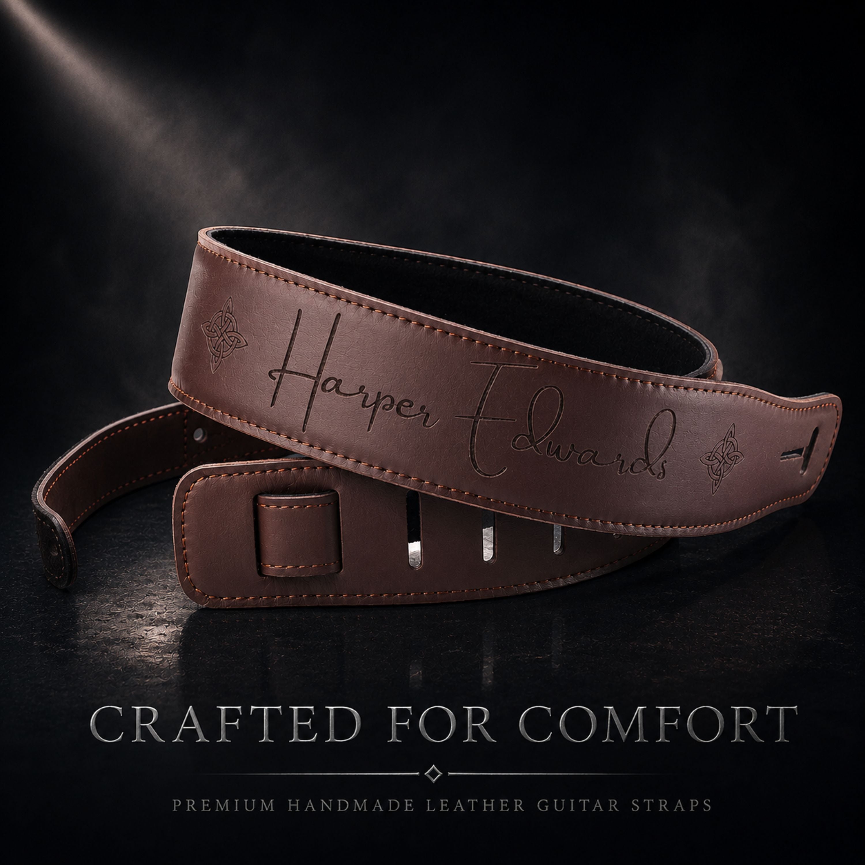 Personalised Dat Strap Leather Guitar Strap