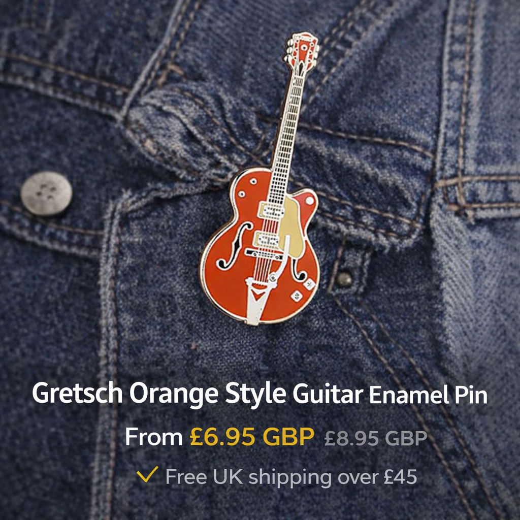 Gretsch Orange Style Guitar Enamel Pin Badge