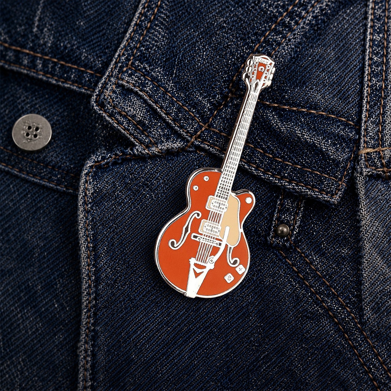 Gretsch Orange Style Guitar Enamel Pin Badge