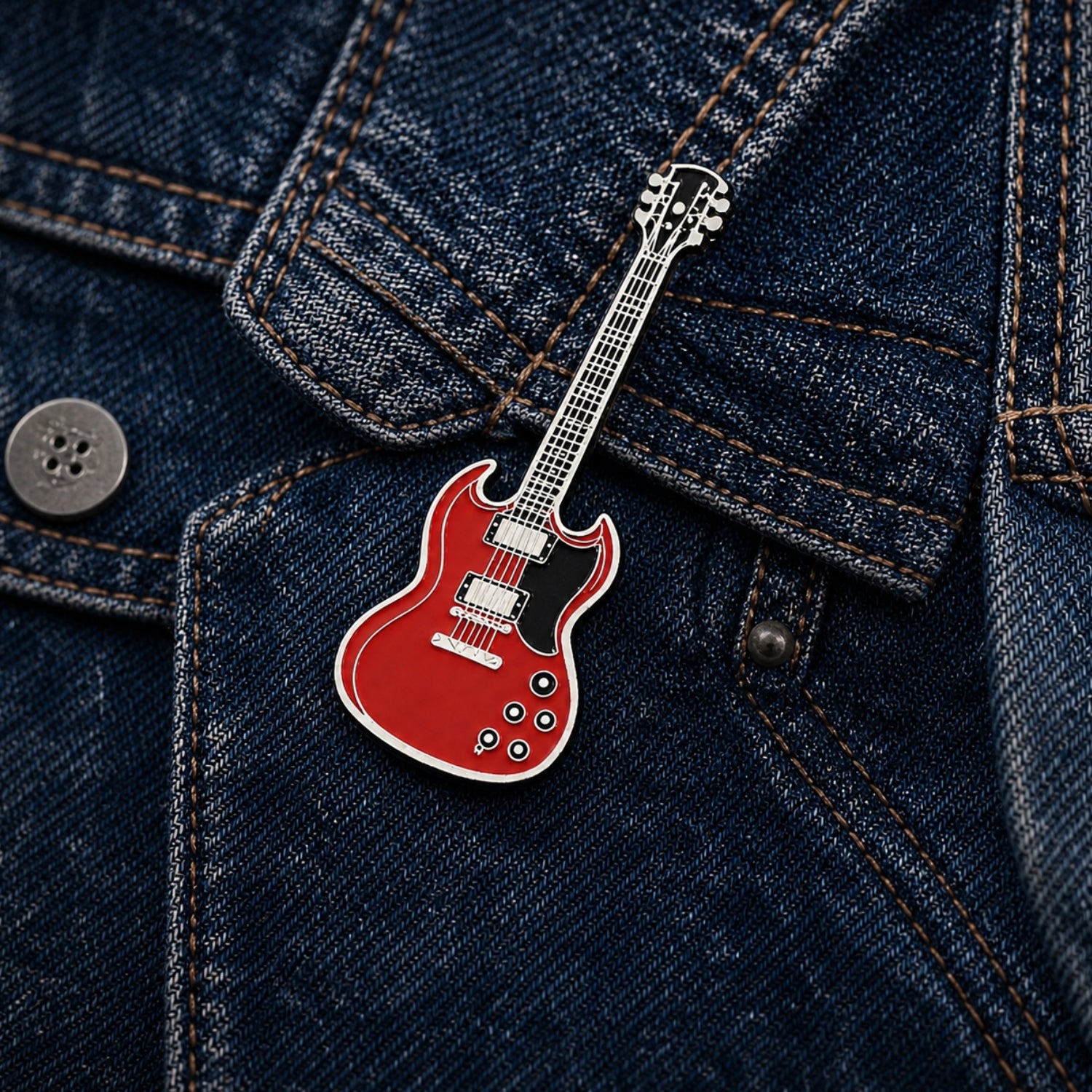 SG Style Guitar Enamel Pin Badge