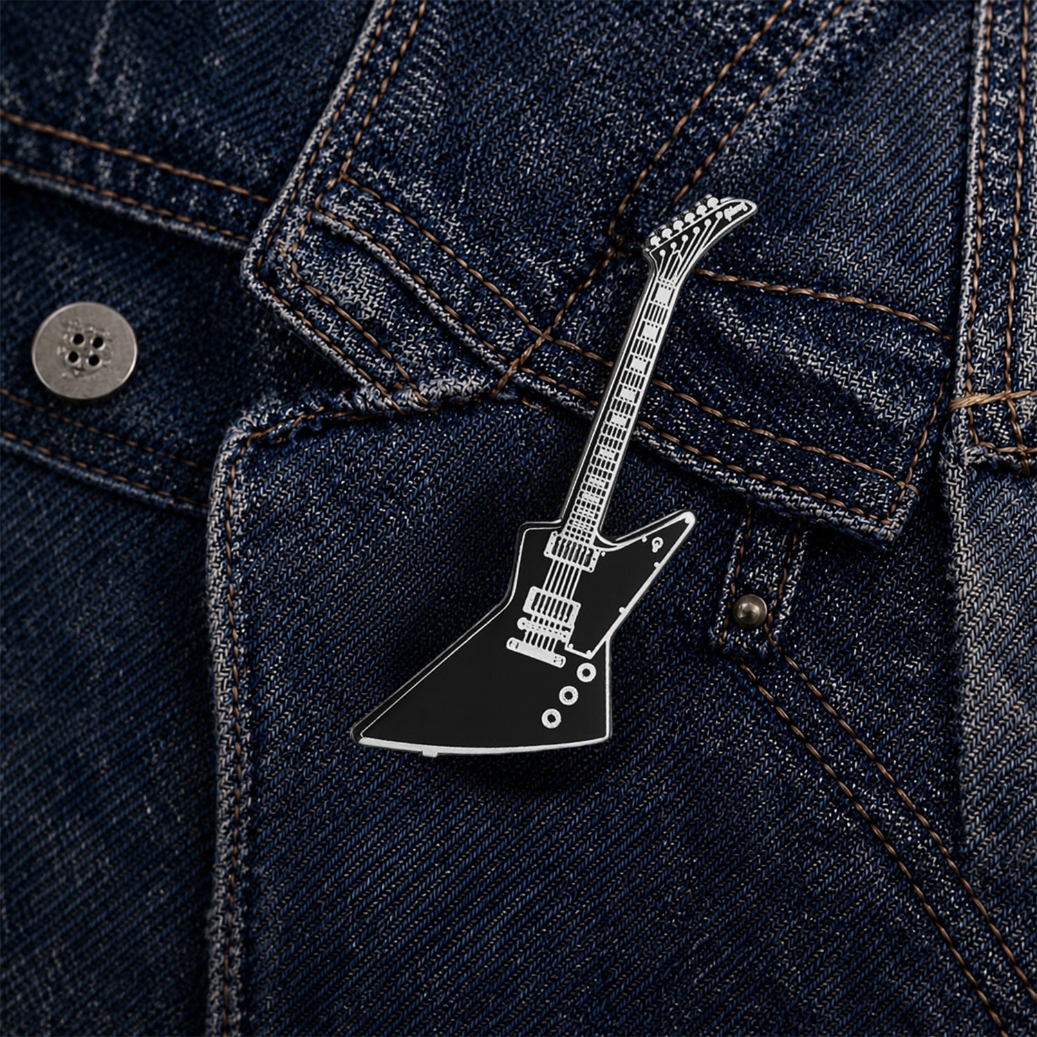 Explorer Style Guitar Enamel Pin Badge