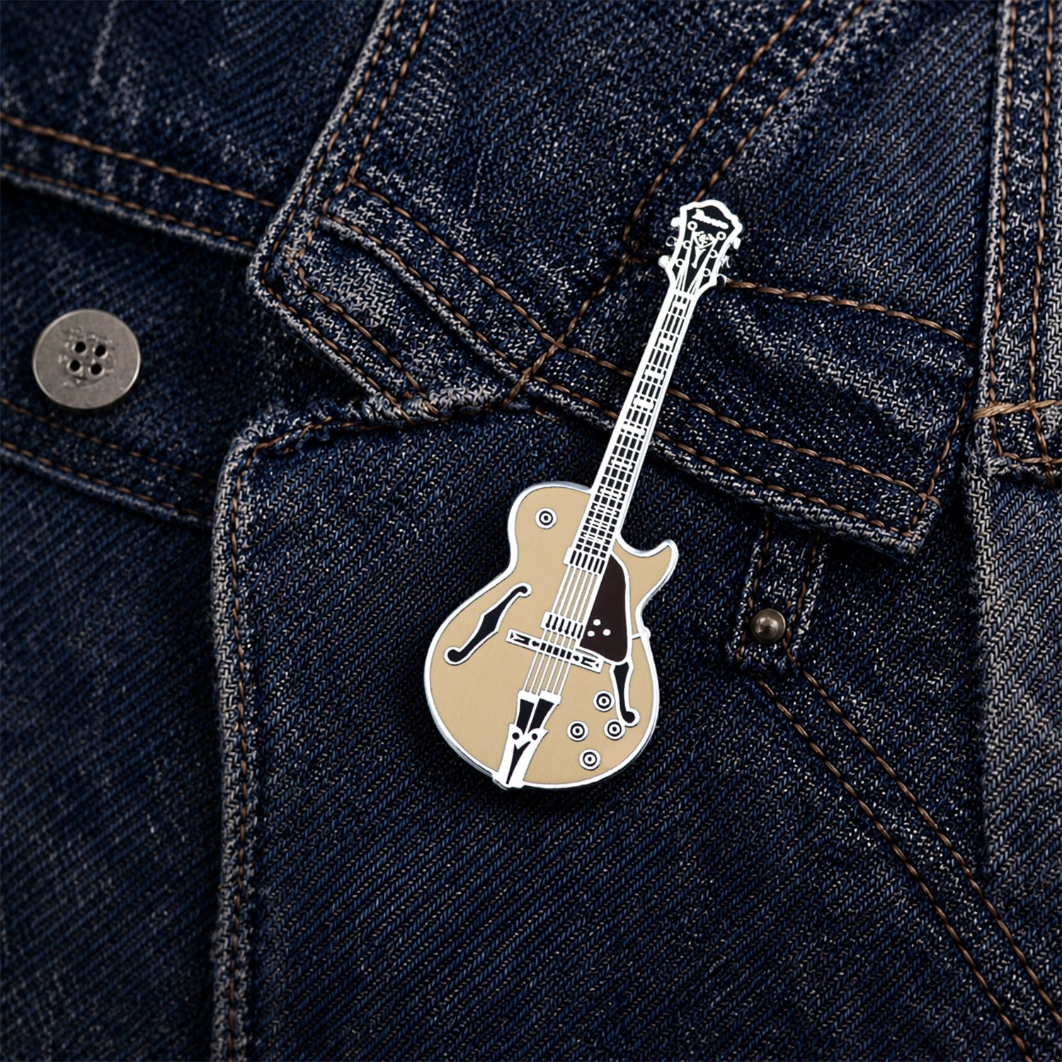 George Benson Style Guitar Enamel Pin Badge
